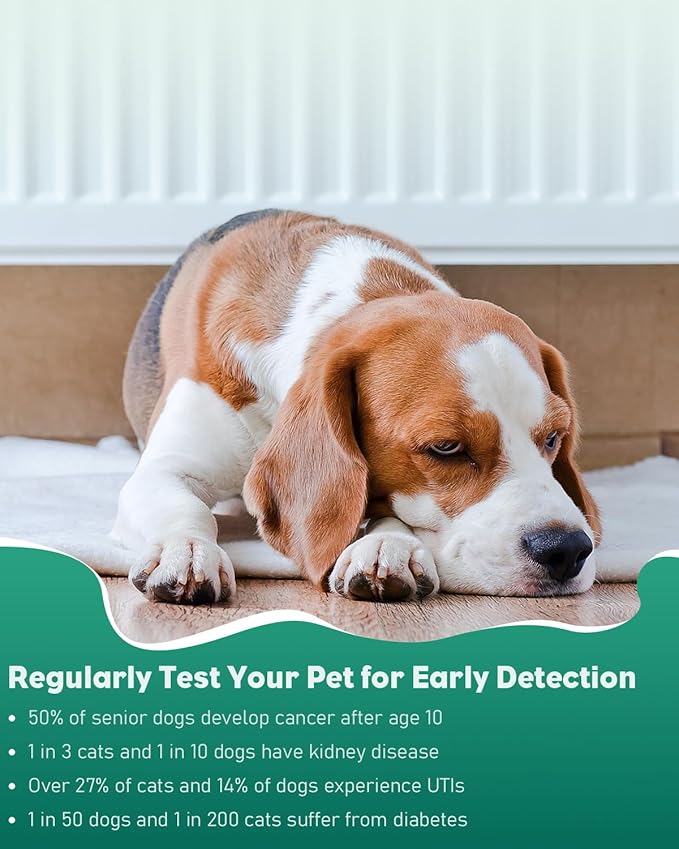 Pawfly Urine Test Strips, 100 Strips, Pet Urine Testing Strips for Ketone, Glucose, Specific Gravity & pH, Urinalysis Test Strips for Vets