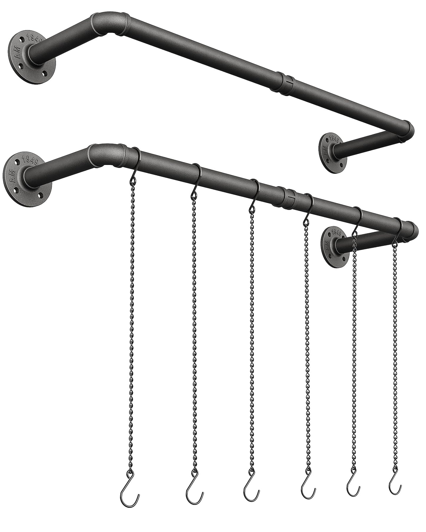 SOFITORG Plant Haning Rod, 2 Pack Hanging Planters for Indoor Plants with 3 Chains, Wall Plant Hanging Bar for Window Celling, 38.2 Inch, Metal Black, Pots Not Included