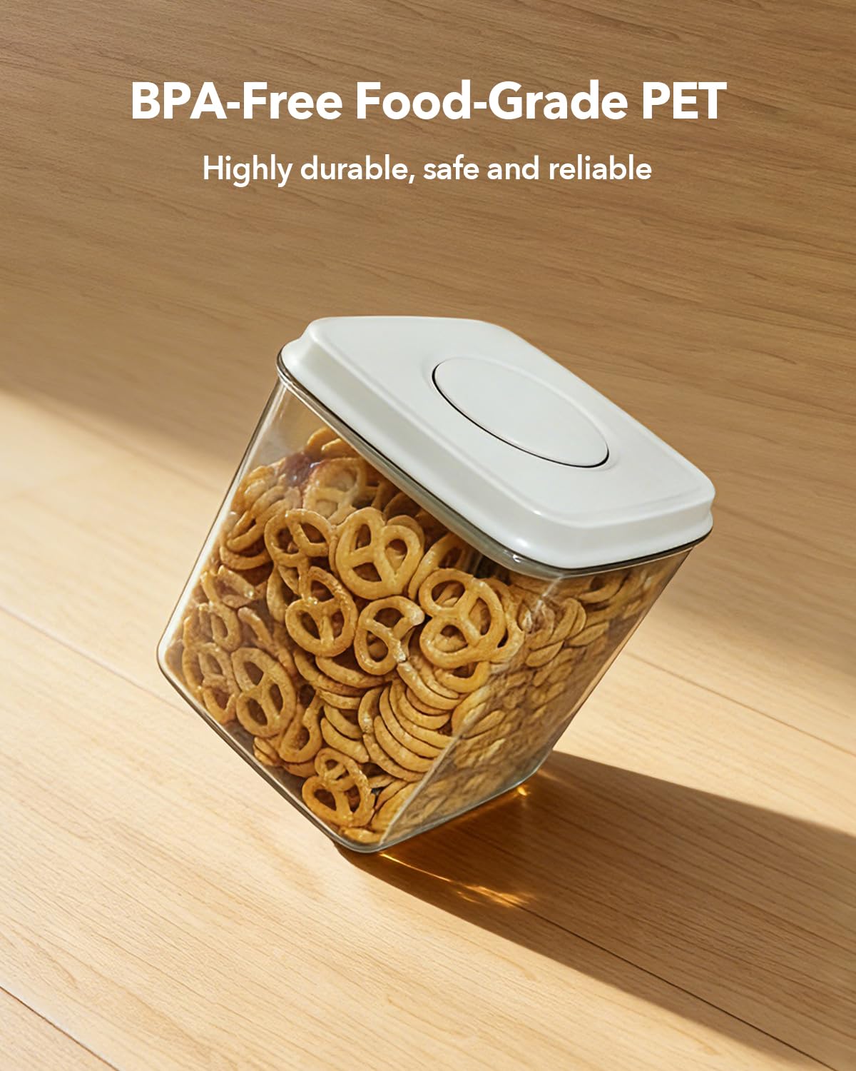 EQI Airtight Food Storage Containers Set with One-Touch Lid, 2-Pack (4.22 QT / 4.0 L) Tall Stackable Durable PET for Bulk Rice, Flour & Baking Essentials Organizer.