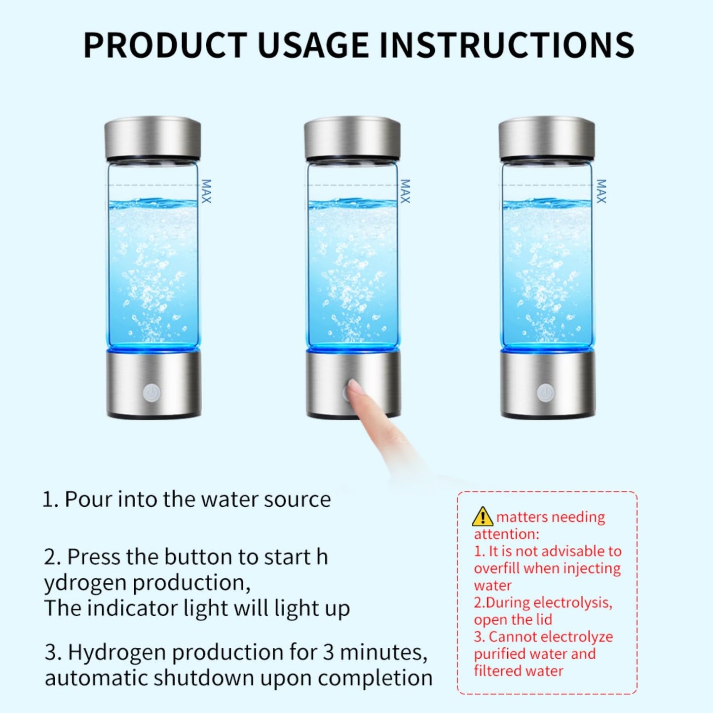 Vbvbip Upgrade Hydrogen Water Bottle Generator - Advanced SPE/PEM Technology, 1600 ppb Hydrogen in 3 Minutes, 14OZ Large Capacity, Stylish Design, Health Gift for Family & Friends