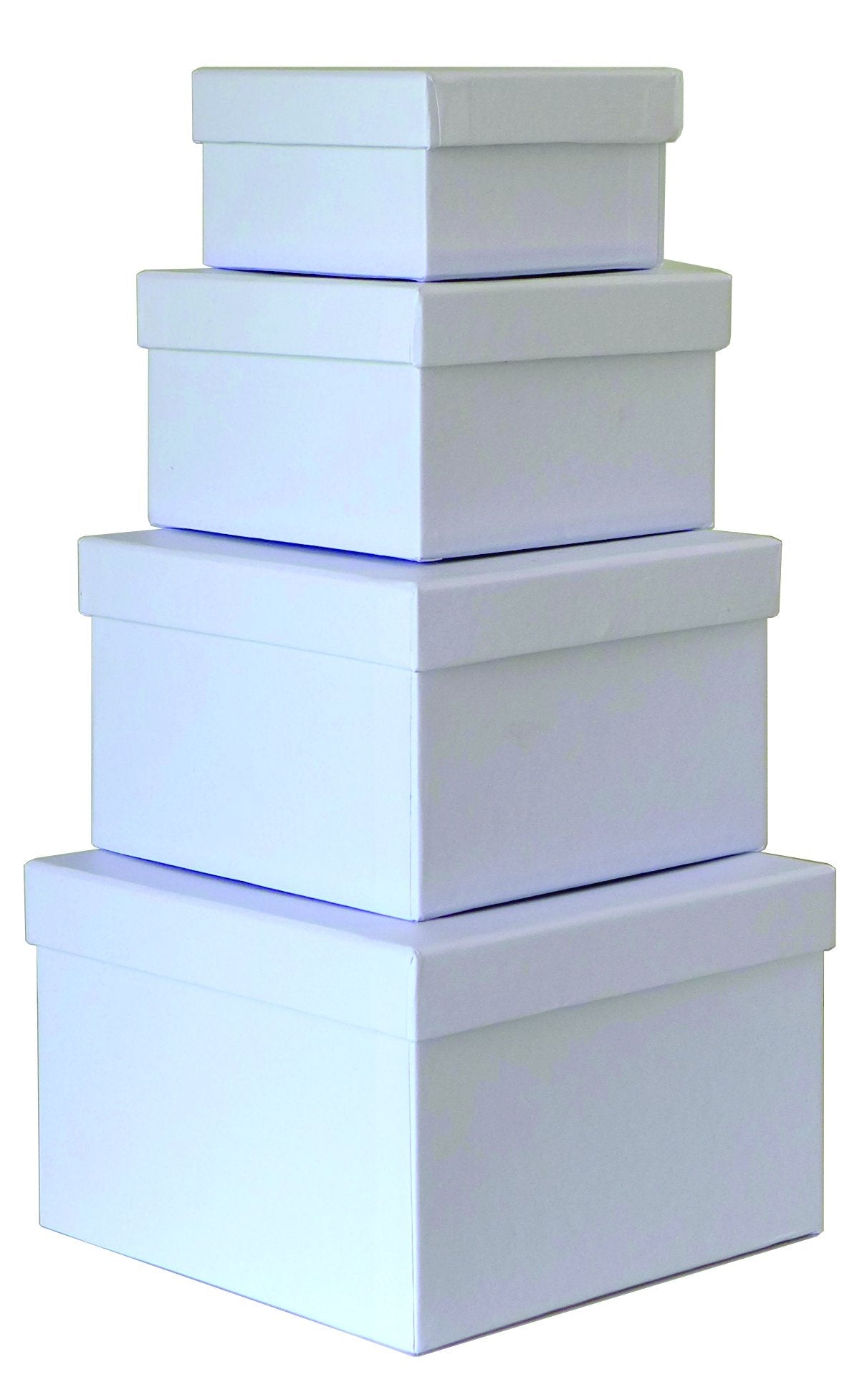 Cypress Lane Square Rigid Gift Boxes, a Nested Set of 4, 3.5x3.5x2 to 6x6x4 inches (White)