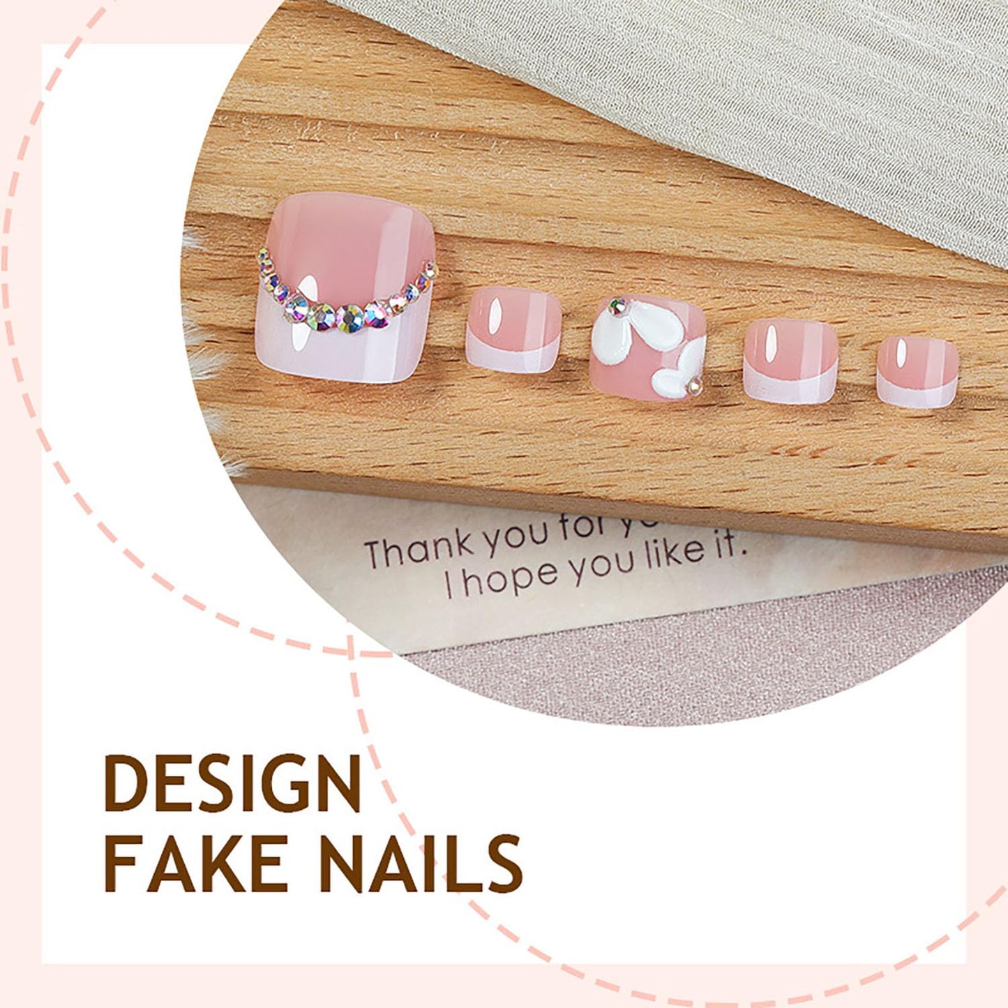 FIEONCIY Press on Toenails with Designs Acrylic Fake Nails for Toe Artificial False Nails with Charms Press on Toe Nails for Spring Summer Stick on Toenails for Women Girls(WSJ2546)