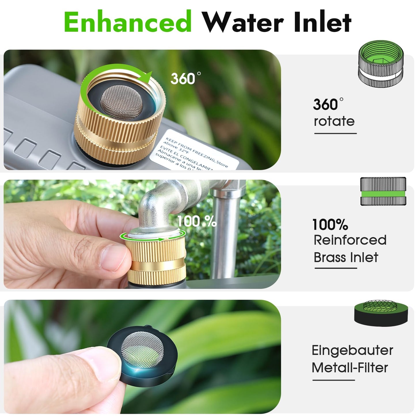 Insoma Water Timer with Brass Inlet, 3 Independent Zones Outdoor Hose Timer for Garden Faucet with Auto/Manual/Rain Delay Mode, IPX5 Waterproof, Sprinkler Irrigation Controller for Yard Lawn