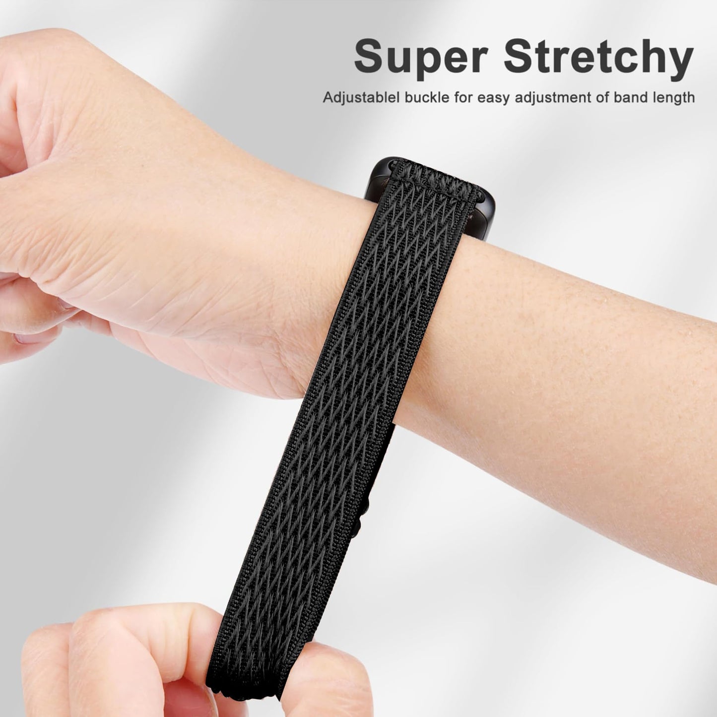 Tovimall 3 Pack ID208 Plus Smart Watch Bands for Fitpolo/Quican/Aeac/Tensky ID208 Plus Smartwatch, 22mm Elastic Nylon Replacement Wristband Adjustable Straps for man woman