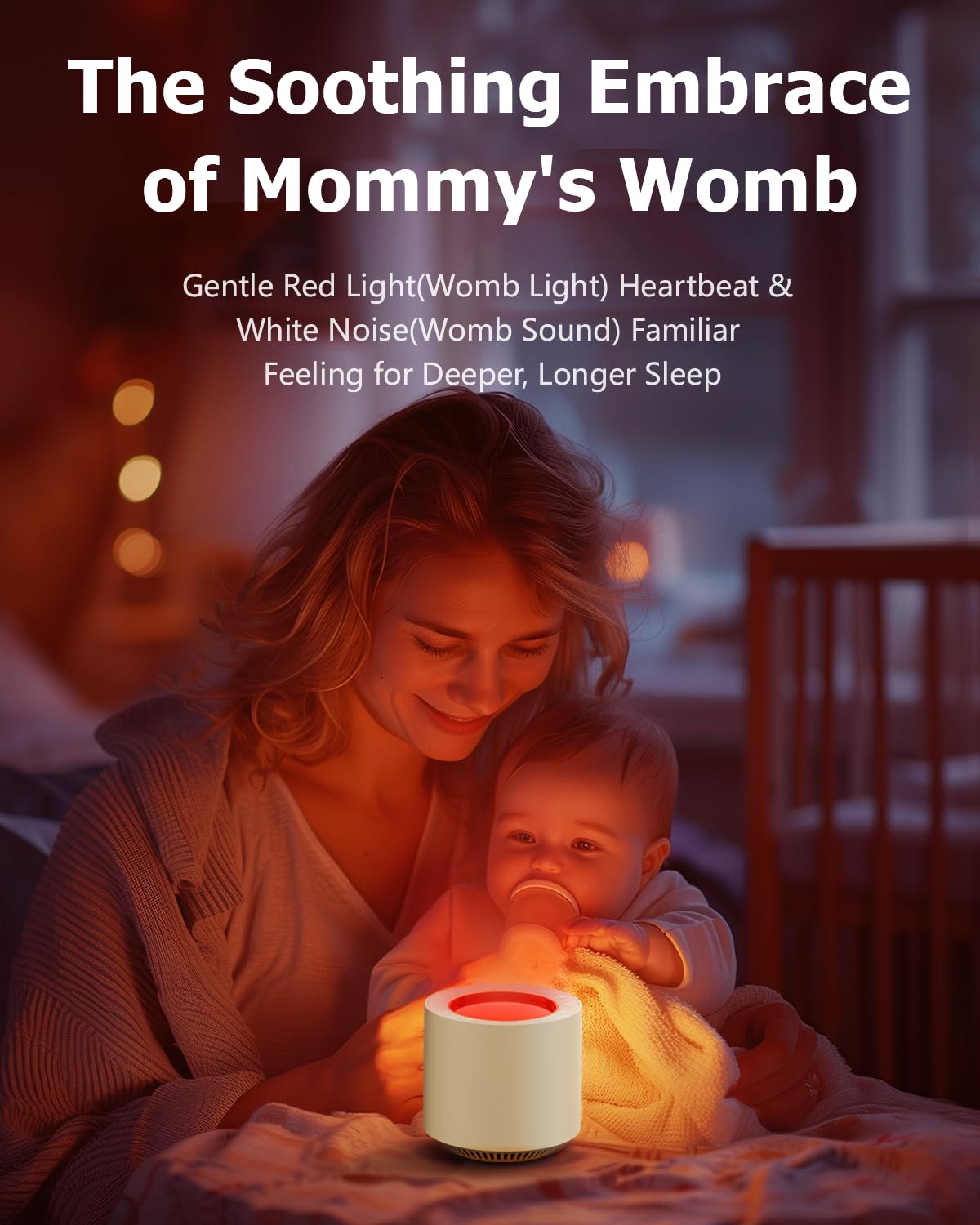 PureNurt White Noise Sound Machine: Red Light Therapy Sleep Sound Machine with 38 Soothing Sounds & Calming Womb Soother, Memory Function, Dimmable Nursery Night Light with Timer for Baby Adult Gift