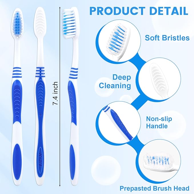 500 Prepasted Disposable Toothbrushes Individually Wrapped Pre Pasted Toothbrushes Soft Bristle Travel Tooth Brush Single Use Wrapped for Hotel, Camping, Travel and Gift for The Homeless