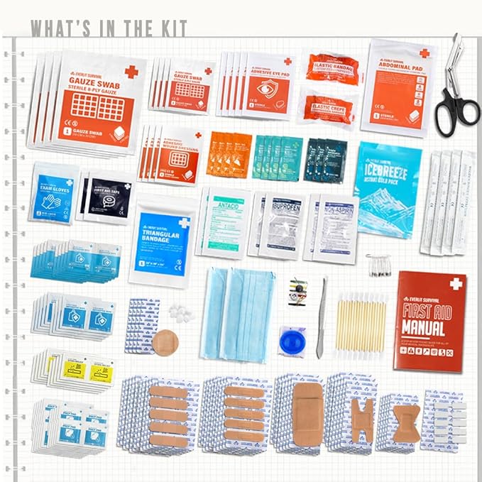 EVERLIT 400 Pcs OSHA/ANSI Compliant First Aid Kit Type III Class A Medical Kit Professional Med Kit Supplies for Contractors, Warehouse, Office, School, Home, Disaster, Car, Business, Restaurant