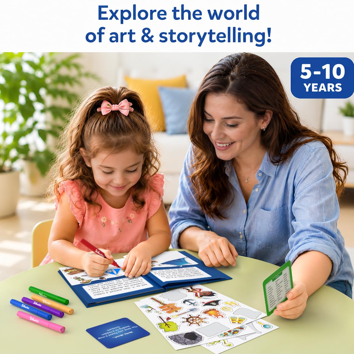 Skillmatics Storybook Art Kit - Create Adventure Stories, DIY Craft & Writing Kit with 300+ Stickers, Scrapbooking & Journal Activity, Screen-Free Fun, Gifts for Kids Ages 5, 6, 7, 8, 9, 10