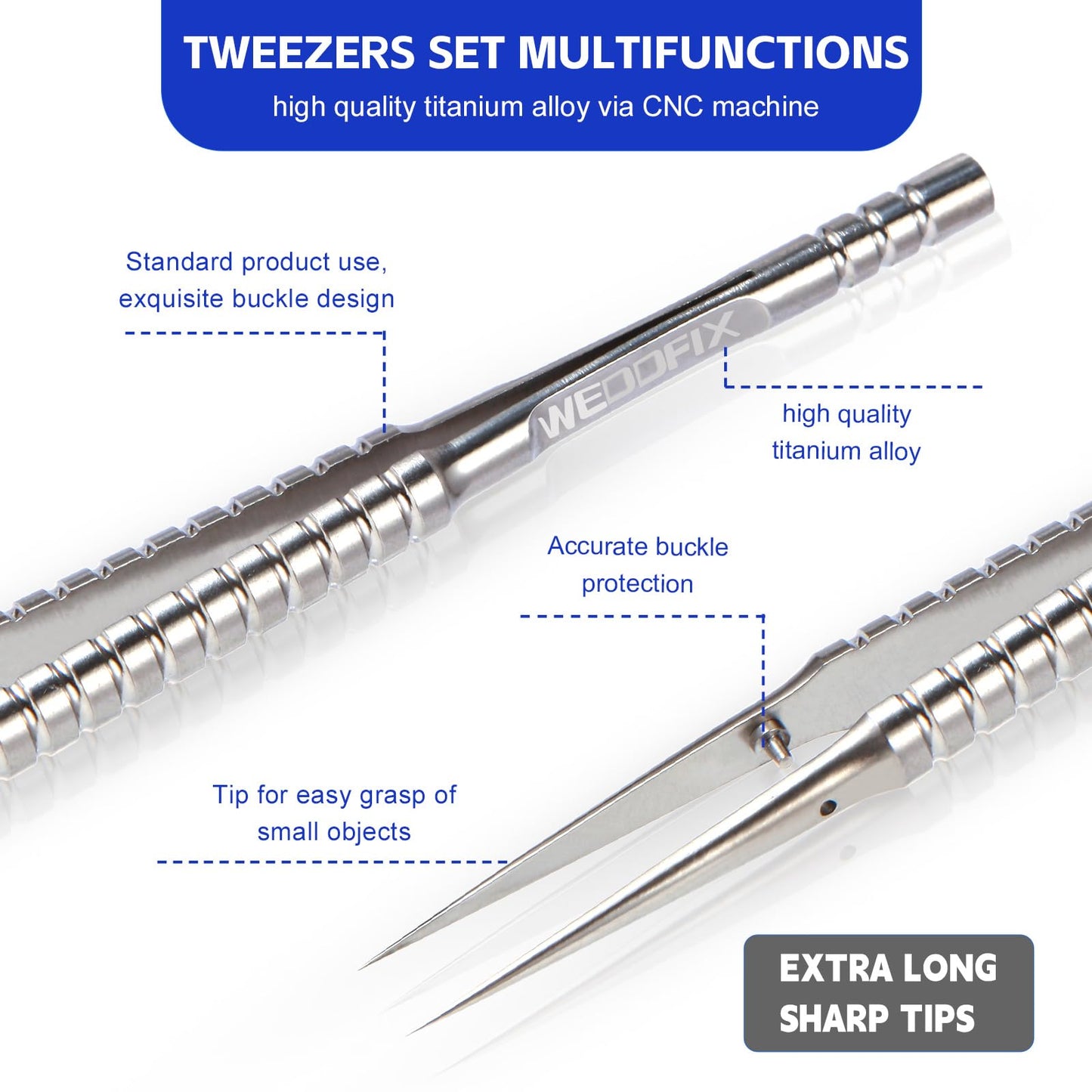WEDOFIX Precision Titanium Tweezers Silver with Fine Pointed Tips Non-magnetic Microscope Tweezers for Micro Soldering Work Watch Repair Electronics Maintenance Crafting