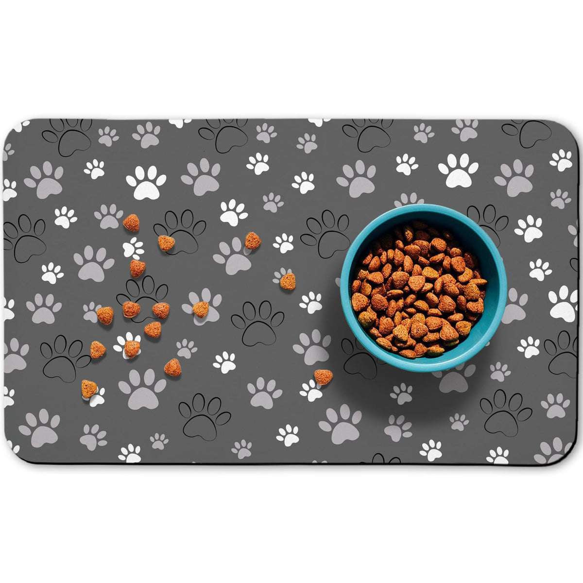 Dog Food Mat, Absorbent Water Bowl Mats Cat Pet Feeding Placemats Green 32 * 24 inch