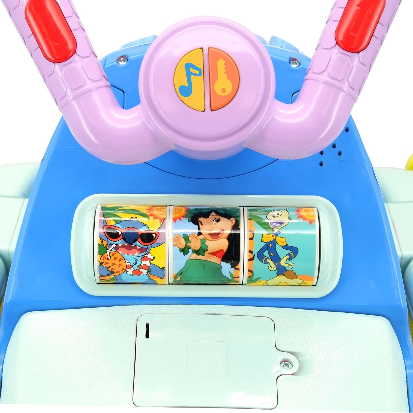 Kiddieland Disney Stitch Lights & Sounds Activity Plane Ride-On, Foot-to-Floor Toy with Interactive Dashboard, Rotating Propellers, Push Handle, for Toddlers 12–36 Months