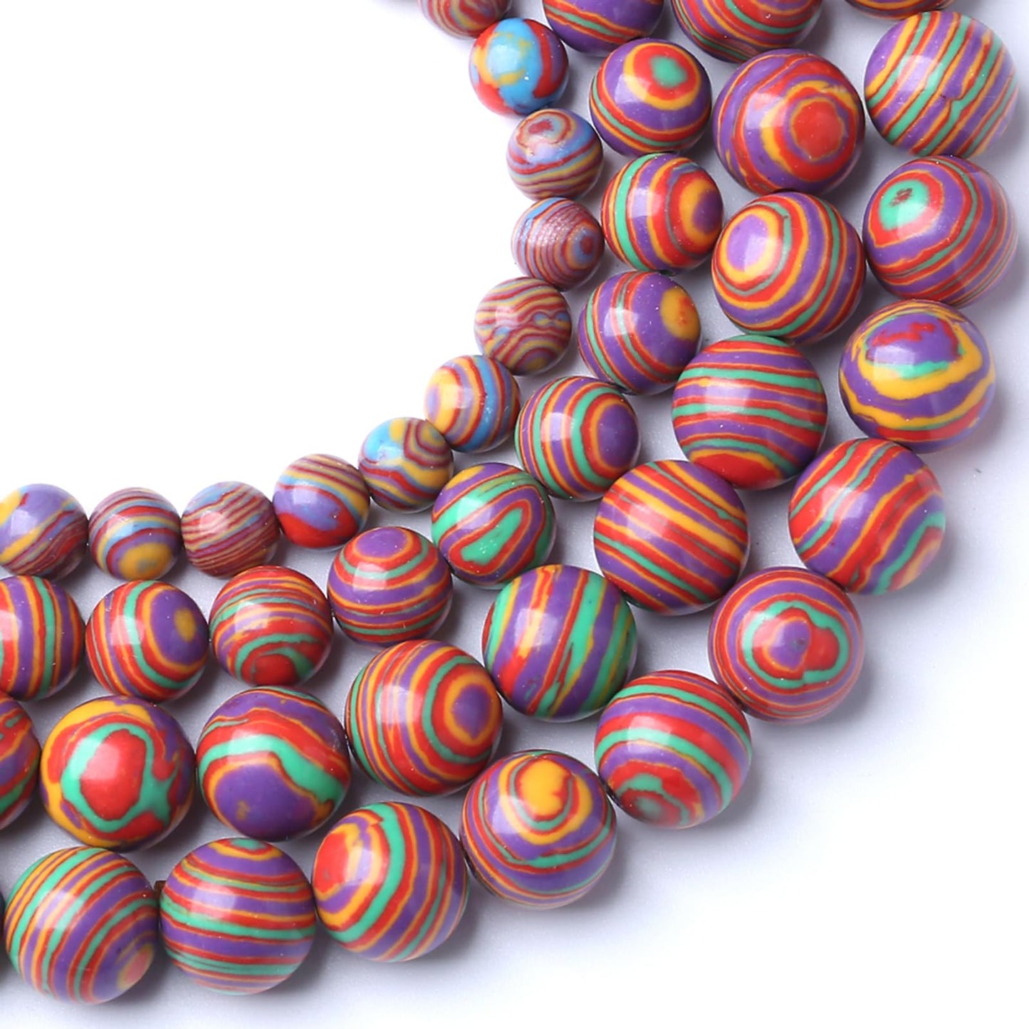 180pcs 4MM Natural Stone Painted Purple Peacock Turquoise Beads for Jewelry Making Stone Round Loose Beads DIY Bracelet Necklace 2 Strands 32"