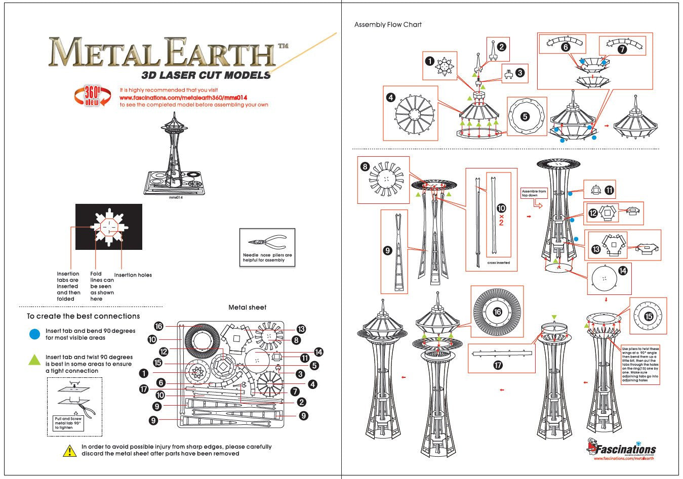 Metal Earth Seattle Space Needle 3D Metal Model Kit Fascinations
