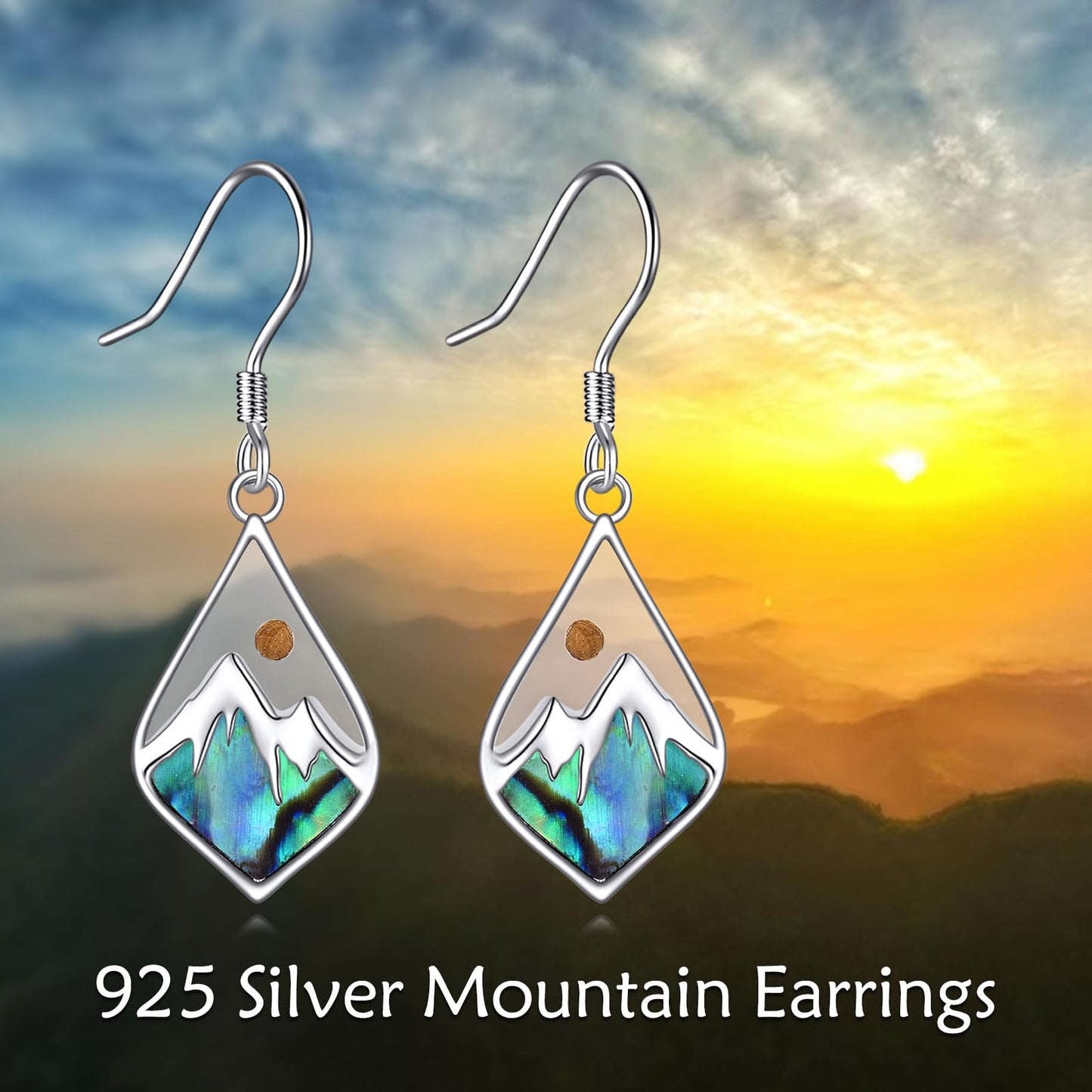AOBOCO Mustard Seed Earrings 925 Sterling Silver Teardrop Dangle Earrings Abalone Shell Christain Faith Earrings Mustard Jewelry Gifts for Women