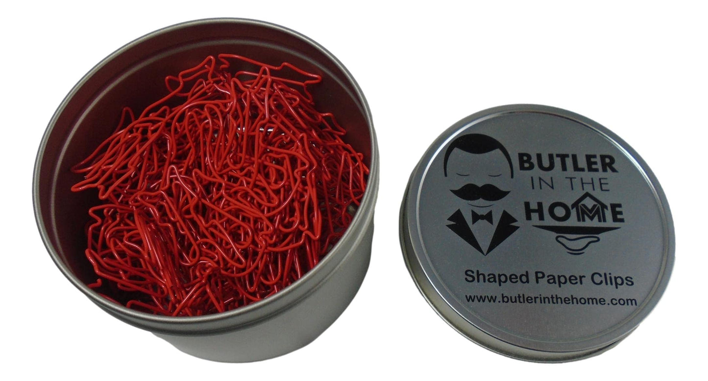 Fox Shaped Paper Clips (100 Count) – Red Decorative Clips for Office, Desk & Collectors – Comes in Tin – Butler in the Home