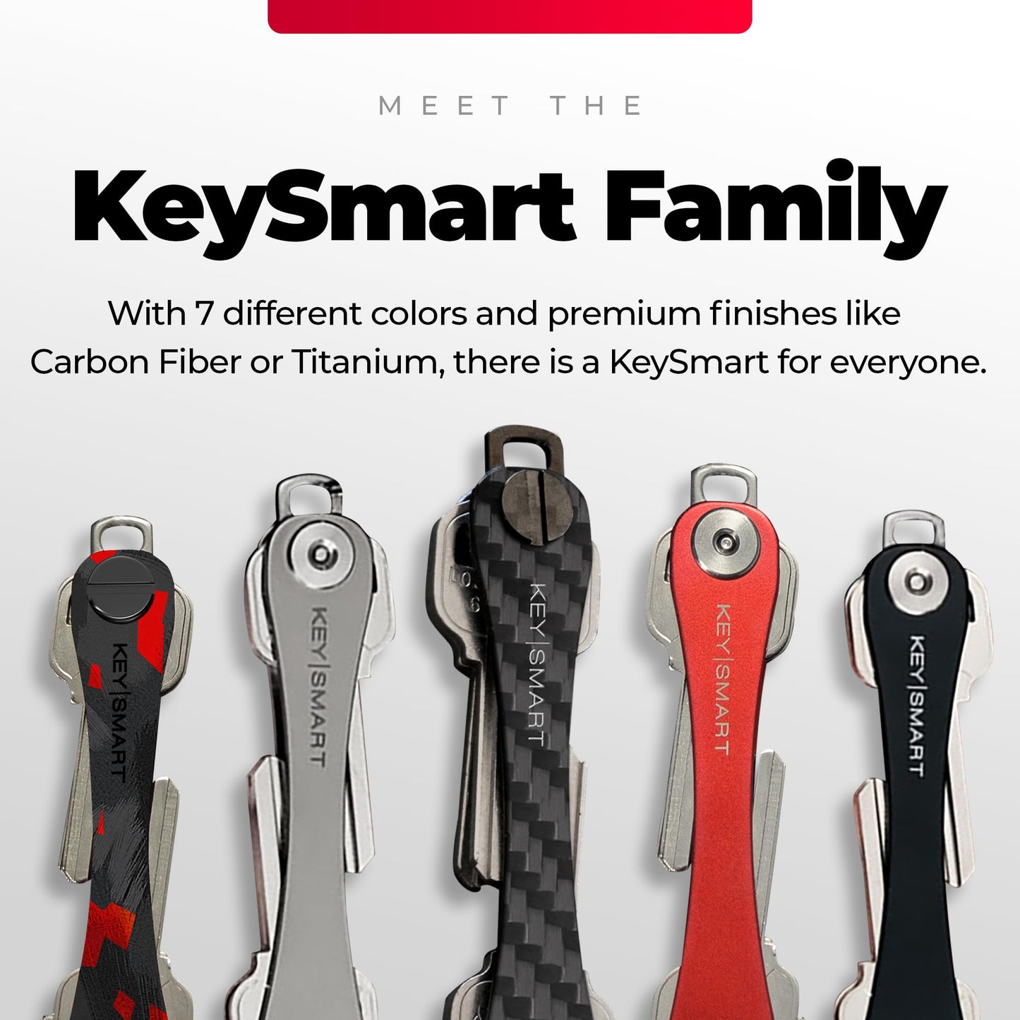 KeySmart Flex - Key Holder for Keychain, Compact Key Organizer for Key Chain, Minimalist Clutter-Free EDC Keychains Key Ring, Black 2-Pack, 8 Keys