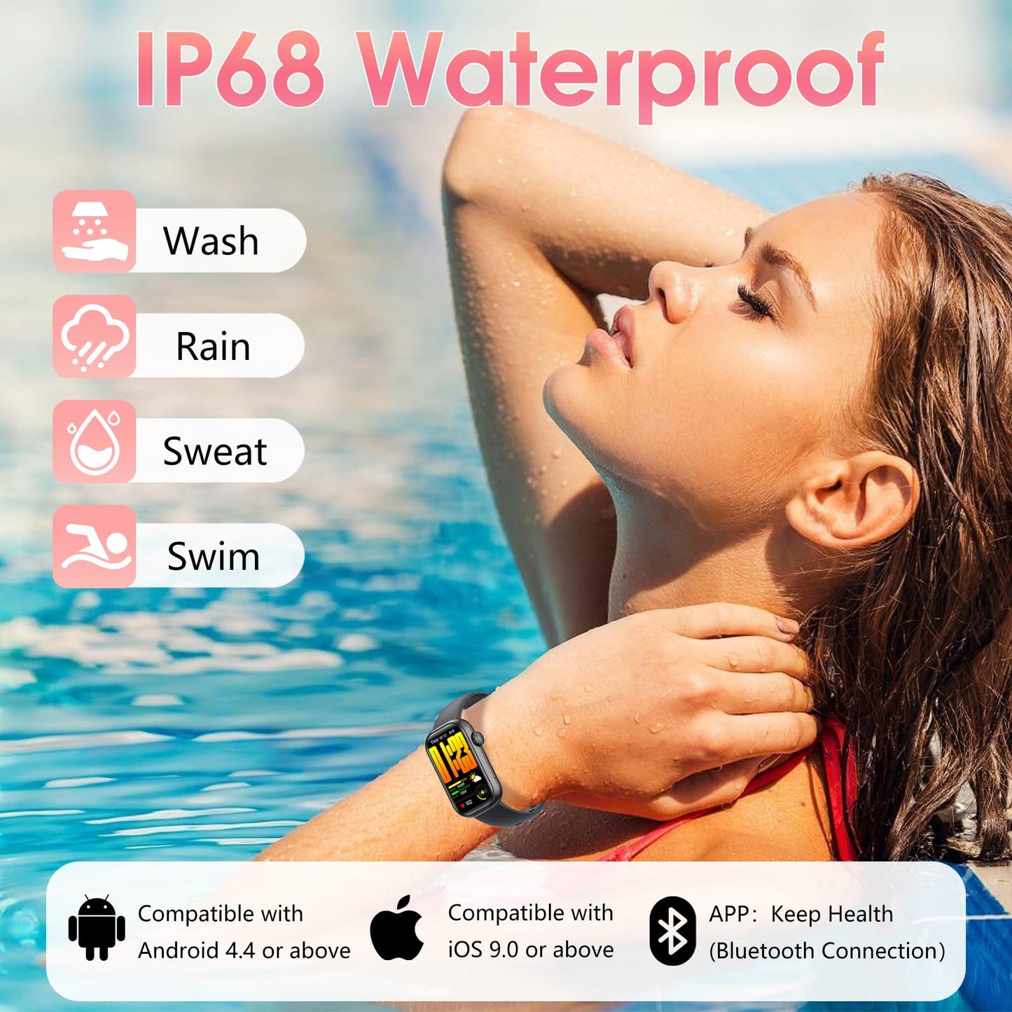 Fitness Tracker, Smart Watch with 24/7 Dynamic Heart Rate Blood Oxygen Monitoring Sleep Tracker Answer / Make Call 24 Sports Modes Pedometer IP68 Waterproof Step Calorie Counter for Women Men (Black)