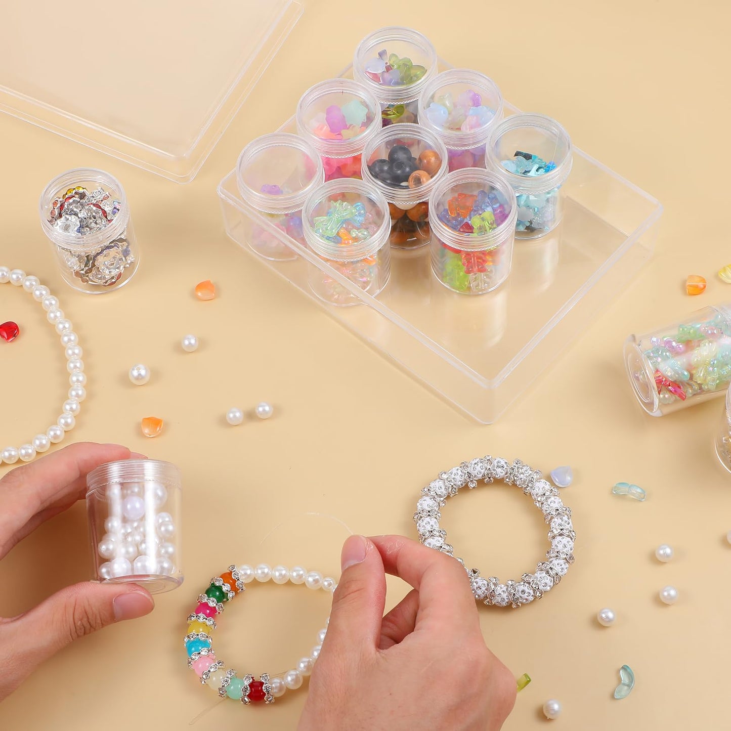 Xaajooio 2 Pack Clear Plastic Bead Storage Containers 12 Grids Portable Small Diamond Art Painting Organizer Box with Screw Lids for Jewelry, Beads, Rhinestones, Crafts, and DIY Accessories