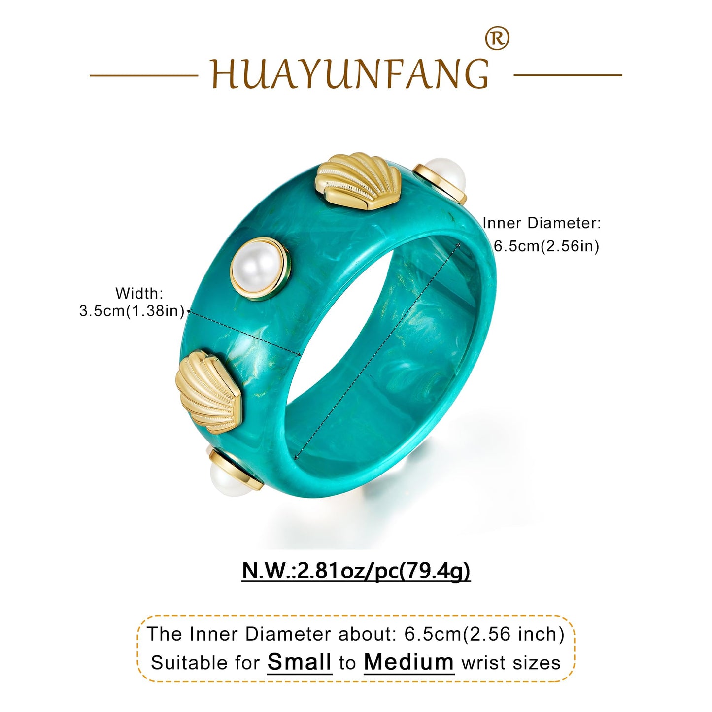 HUAYUNFANG Colorful Seashell Acrylic Resin Bracelet for Women Ocean Beach Shell Acrylic Bangle Chunky Acetate Mottled Plate Bangles Jewelry