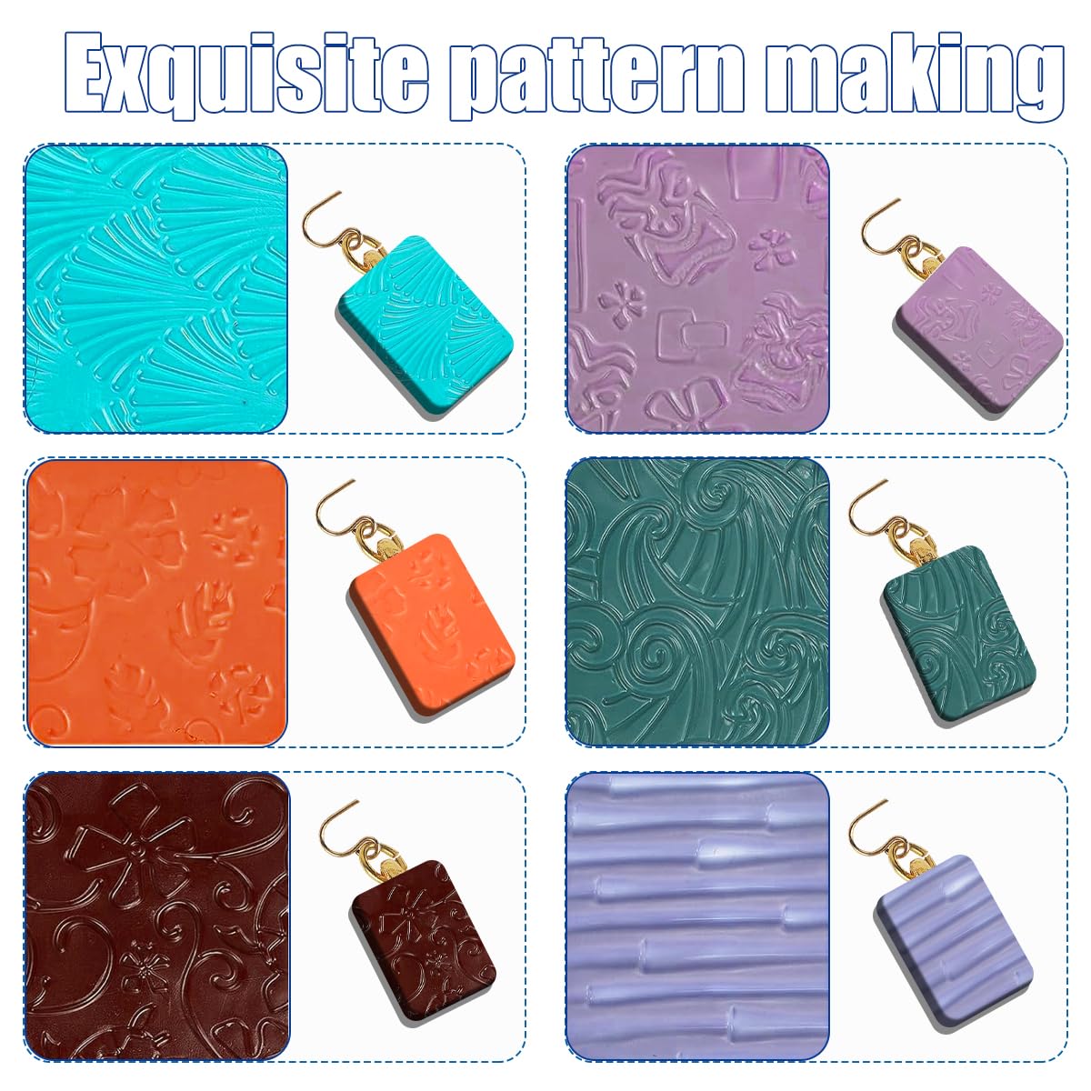 24 Pcs Polymer Clay Texture Sheets Boho Embossing Texture Sheet 17 x 25 Clay Texture Sheets for Pottery Earrings Jewelry Making