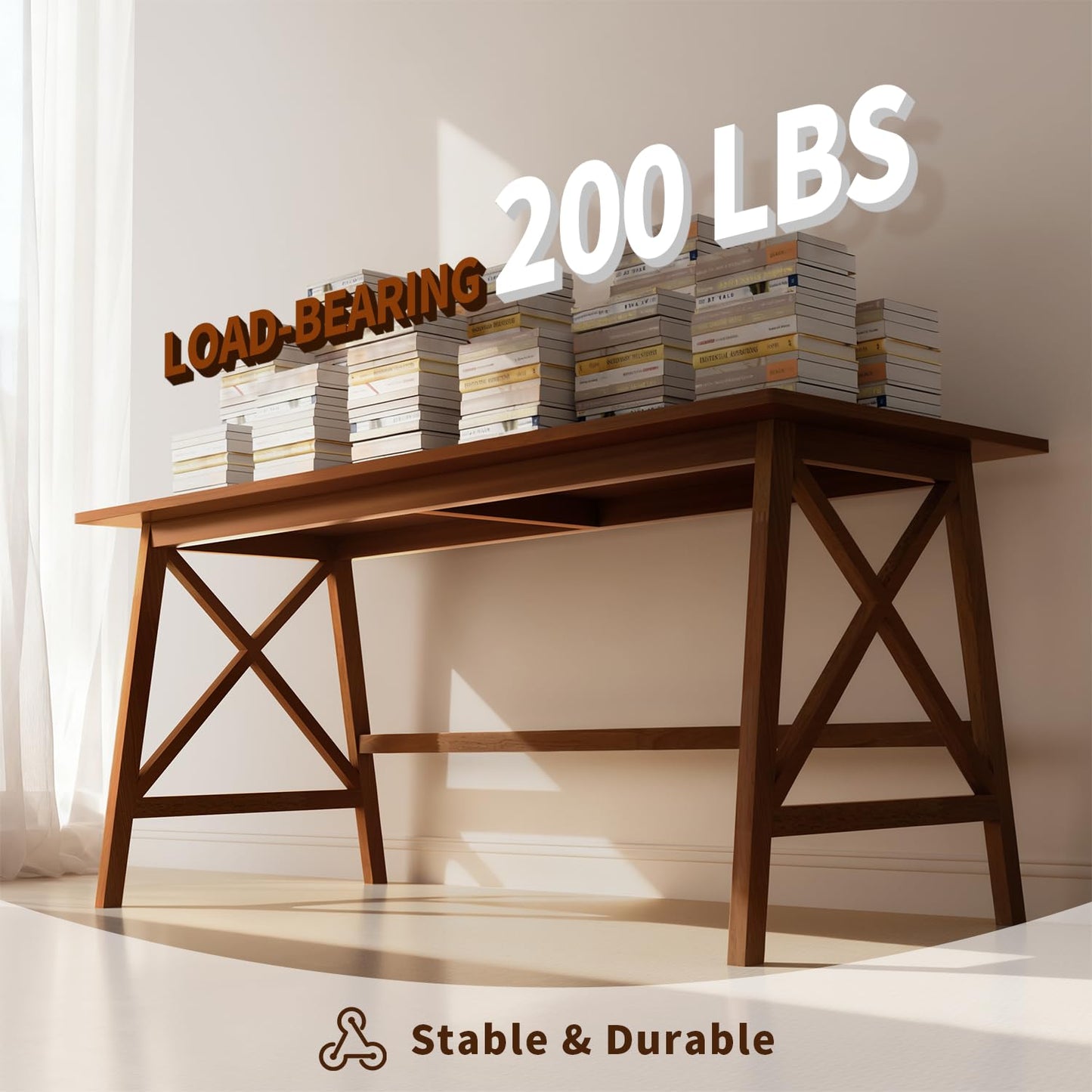 NELYE Modern Solid Wood Desk - 42" Simple Computer Table for Home Office Study Writing Workstation in Walnut, 42" W x 24" D