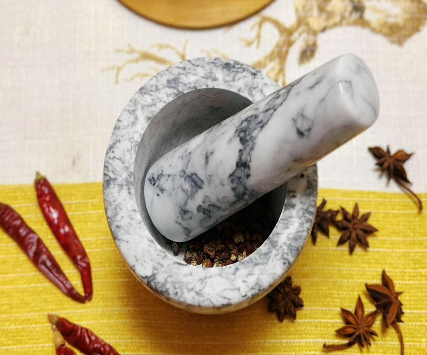 Marble Replacement Pestle only， 5.3 in (Only Pestle [Mortar is not Included]), Granite Pestle Replacement Light Gray White