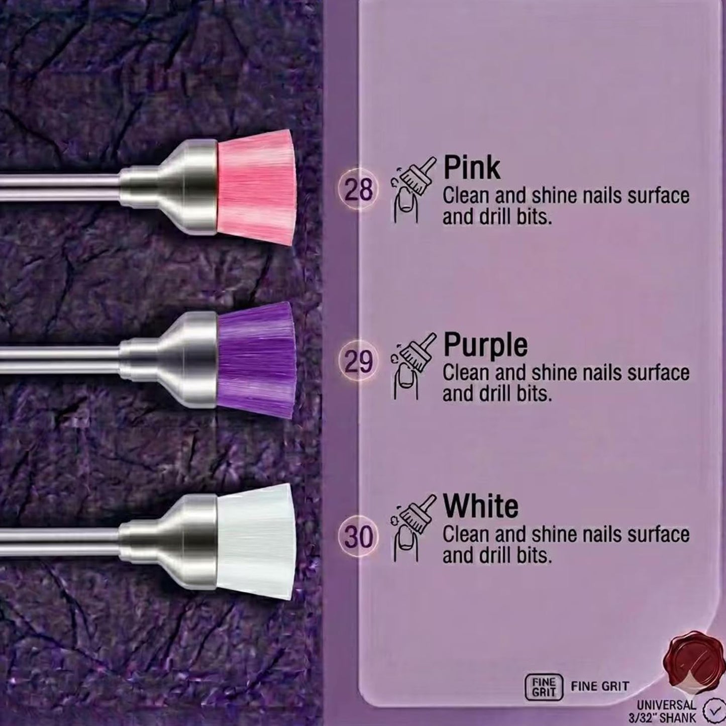 30Pcs Nail Drill Bits Set: 3/32 Inch Carbide Cuticle Ceramic Nail Bits for Nail Drill for Acrylic Gel Nail Manicure Pedicure Remover Tools for Home Salon