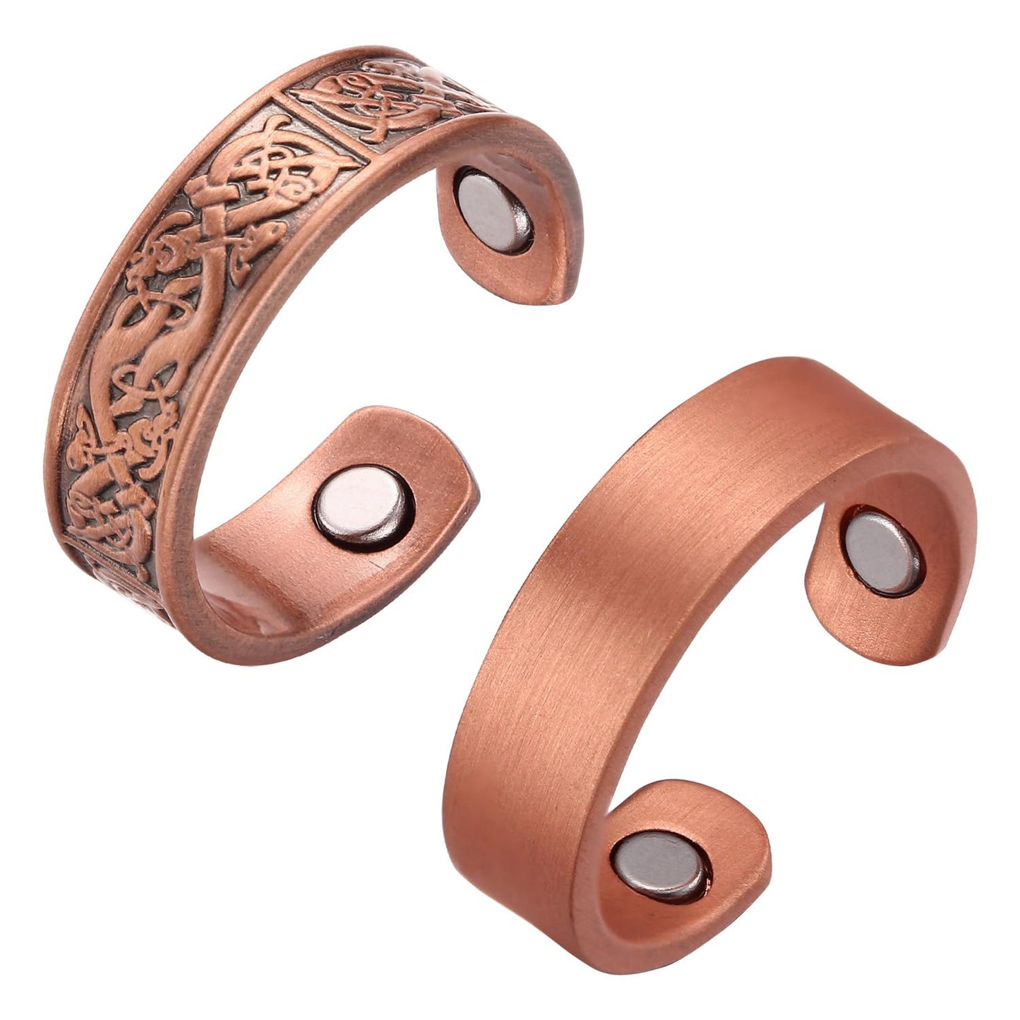 Fashtour 2pcs Copper Magnetic for Men, 99.99% Solid Pure Copper, 3500 Gauss #9, Classic Retro Style, Adjustable Cuff