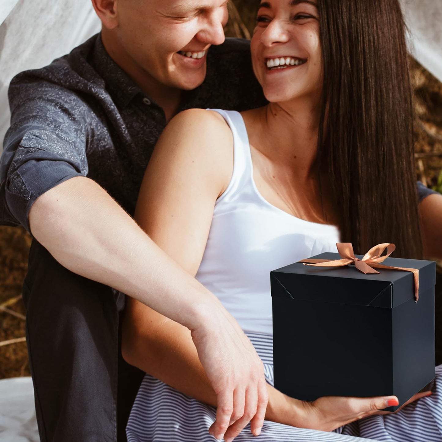 GP SUP 12 Pcs Black Boxes with lids,Beautiful Squared Boxes with Lids Perfect for Weddings, Birthday, Christmas, Valentines Day(Black, 6x6x6 Inch)