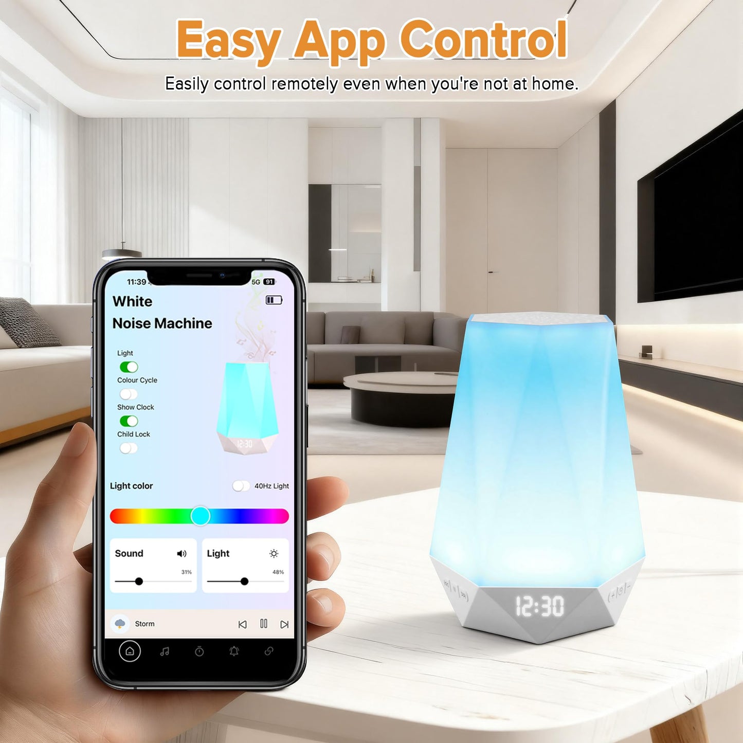 Sleep Sound Machines，White Noise Machine for Baby Sleeping with Night Light, Portable Sound Machine with 32 Soothing Sounds, 8 Night Light Colors, Timer, App Remote Control, Personal Sleep Routine