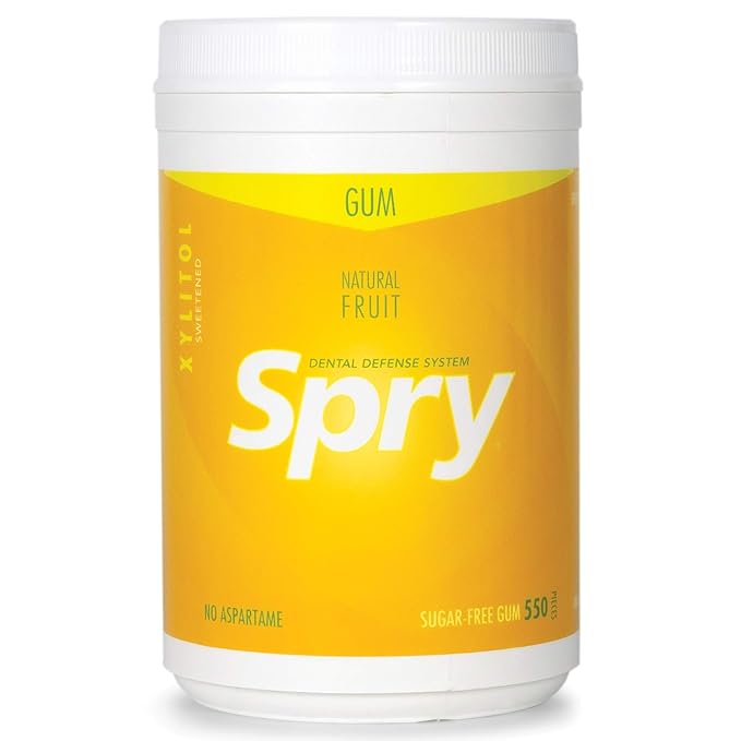 Spry Fresh Natural Xylitol Chewing Gum Dental Defense System - Aspartame-Free, Sugar-Free, Non-GMO, Gluten-Free (Fresh Fruit, 550 Count - Pack of 1)