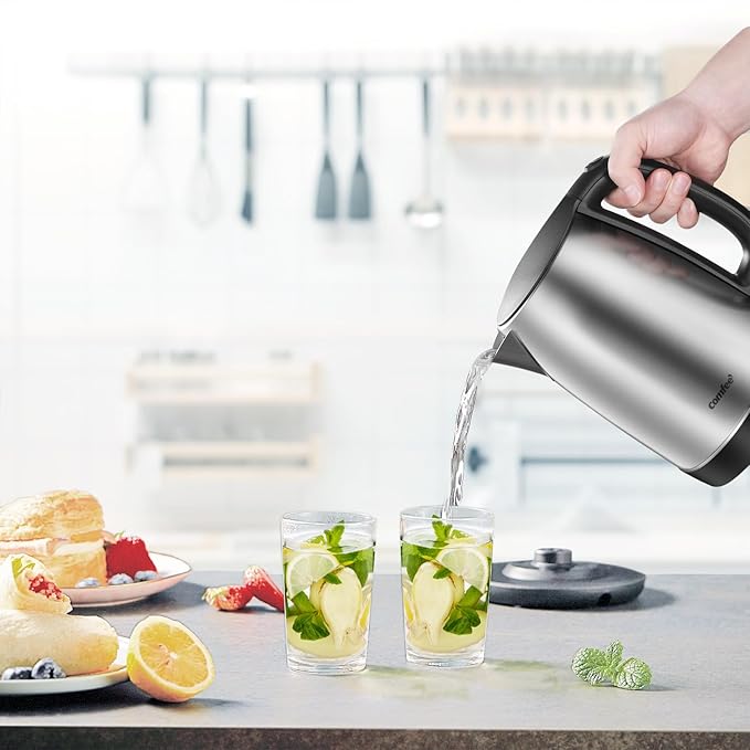 COMFEE' 1.7L Stainless Steel Electric Tea Kettle, BPA-Free Hot Water Kettle Electric with LED Light, Auto Shut-Off and Boil-Dry Protection, 1500W Fast Boil Electric Kettle
