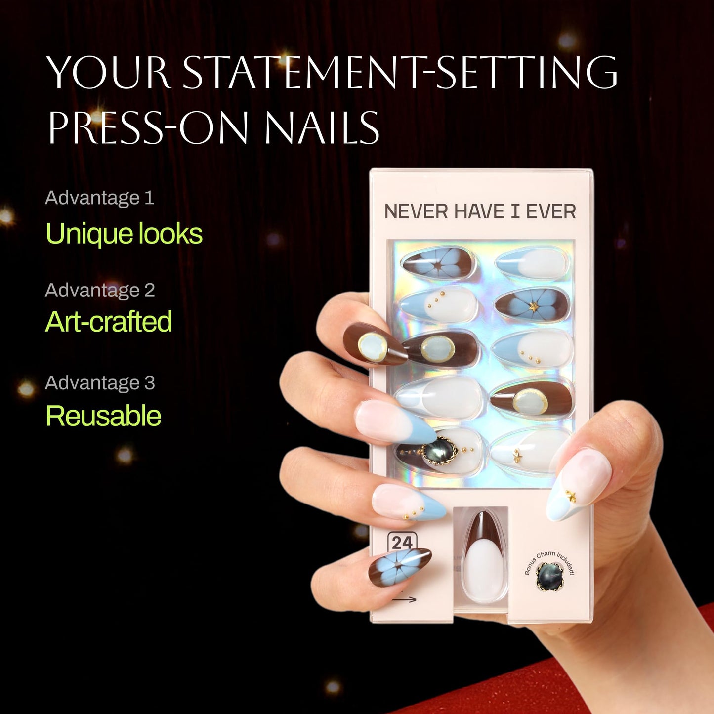 Never Have I Ever FAWNING OVER YOU Short Almond Press On Nails 24 Piece Soft Gel False Nails for Everyday Wear Reusable Comfortable Fit for Women As Seen on Shark Tank