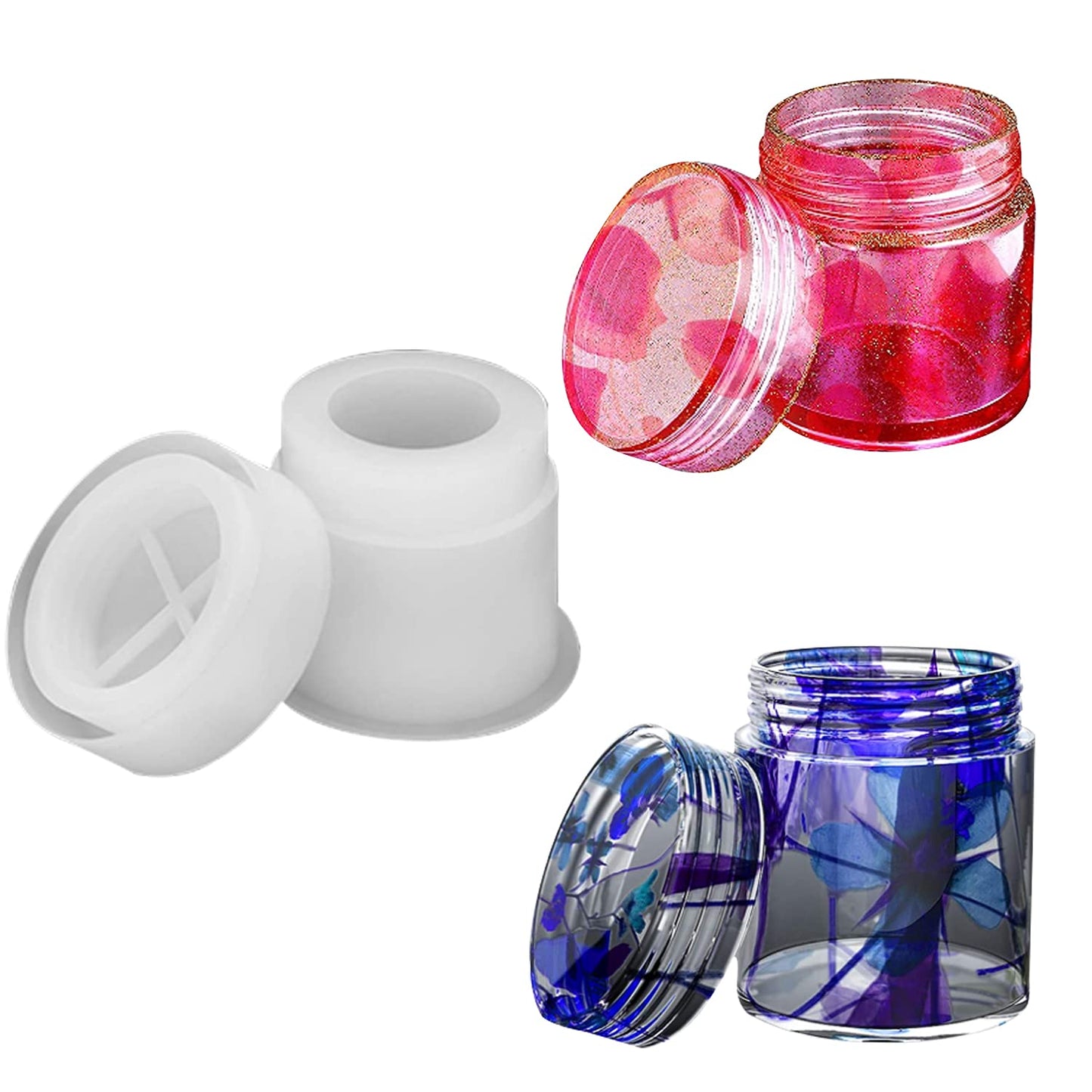 4 Style DIY Jewelry Resin Casting Molds Bottle Storage Jar With Lid Crystal Epoxy Mold Kit Handmade Craft Aromatherapy Candle Making Tool Clear Silicone Plaster Clay Mould (Cylinder Bottle)