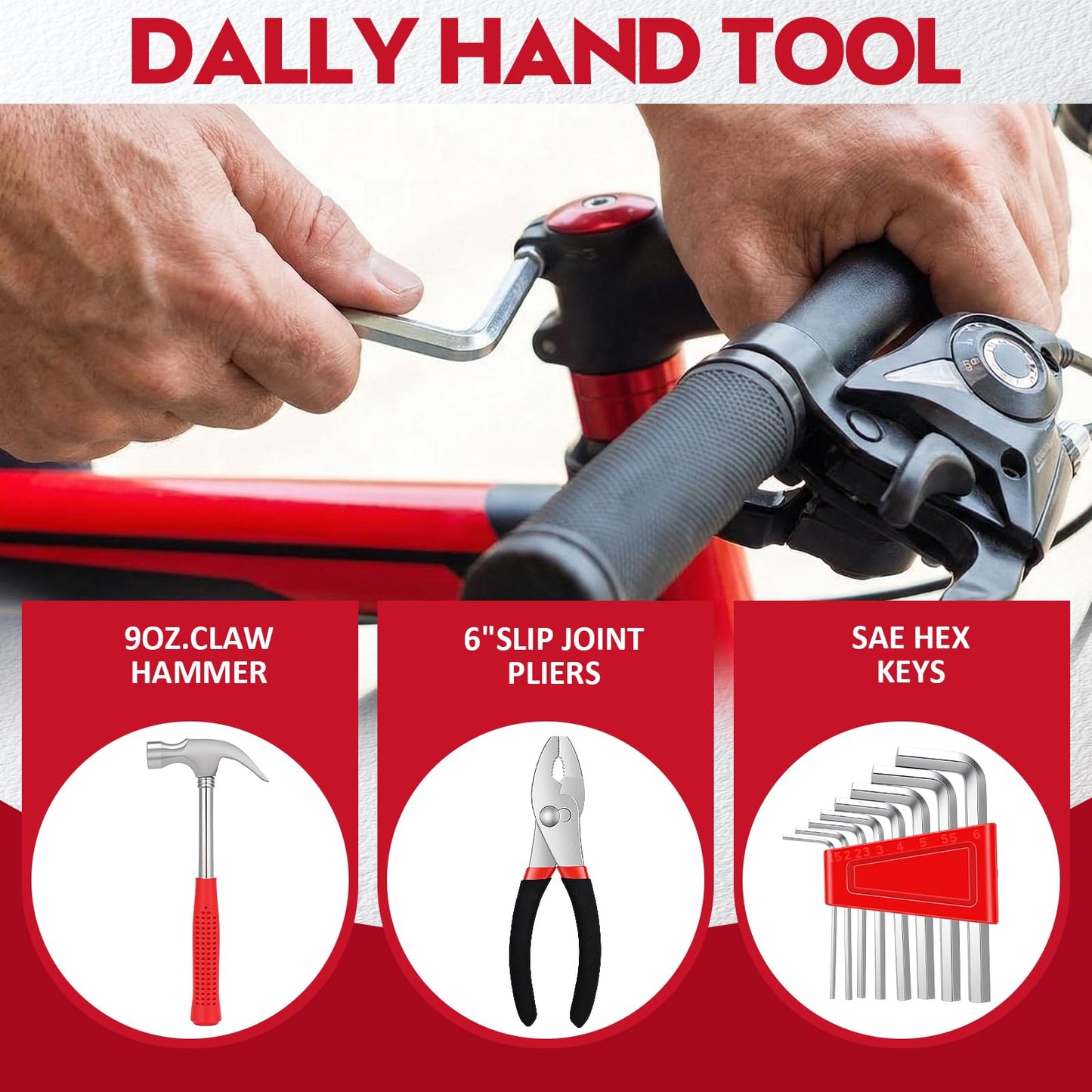 WGGE 39-Piece Home Tool Set– Durable Household Hand Tool Kit with Hammer, Screwdrivers, Pliers, Wrench, Hex Keys & More – Compact Storage Case for Home Repairs, DIY & Maintenance