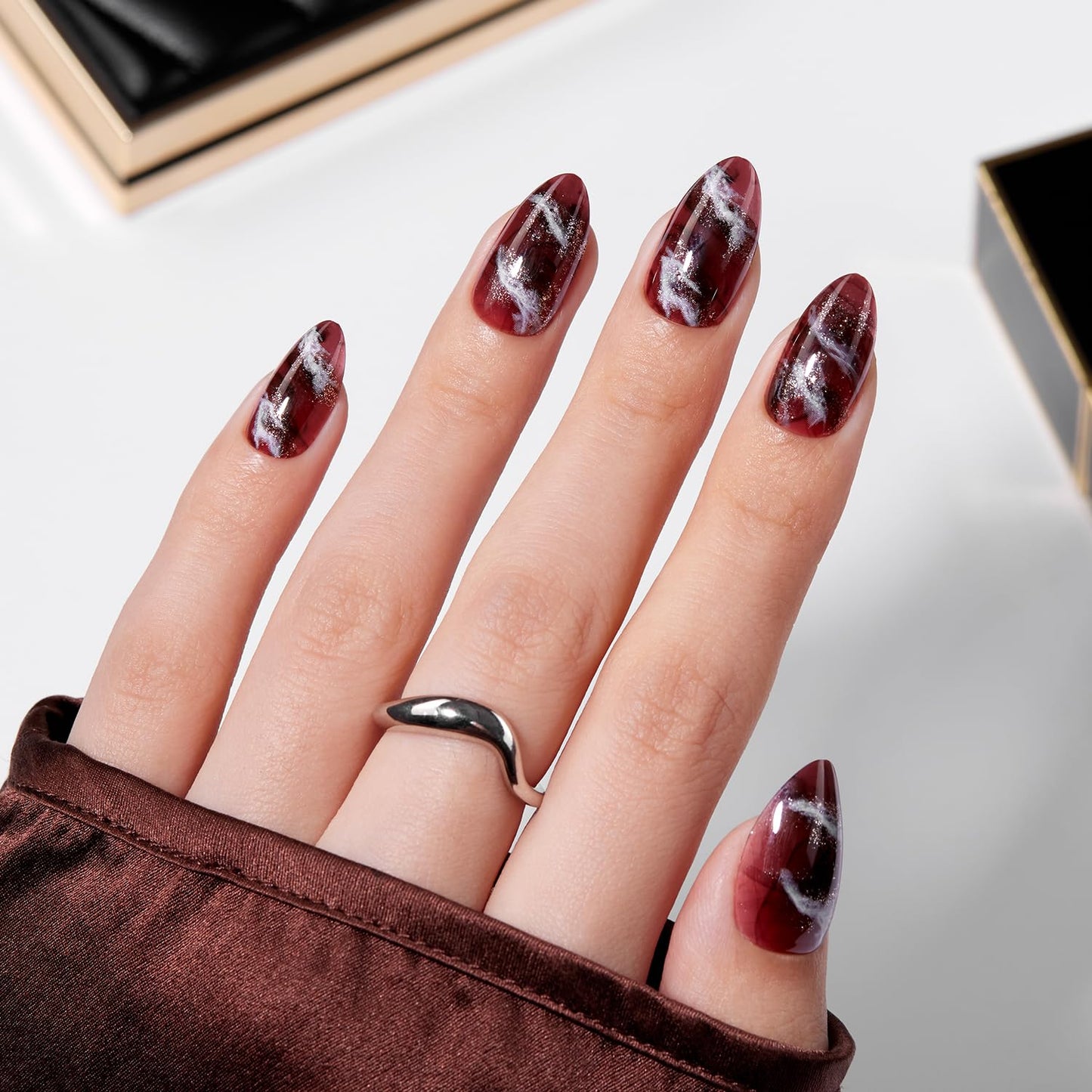 VSALON Press on Nails Almond Maillard Series - Brown Color Collection