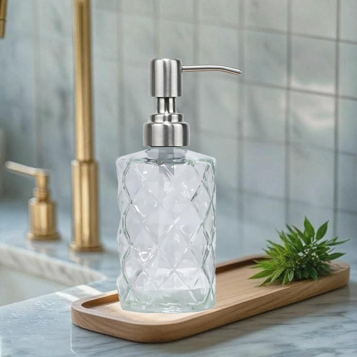 12Oz Clear Glass Soap Dispenser