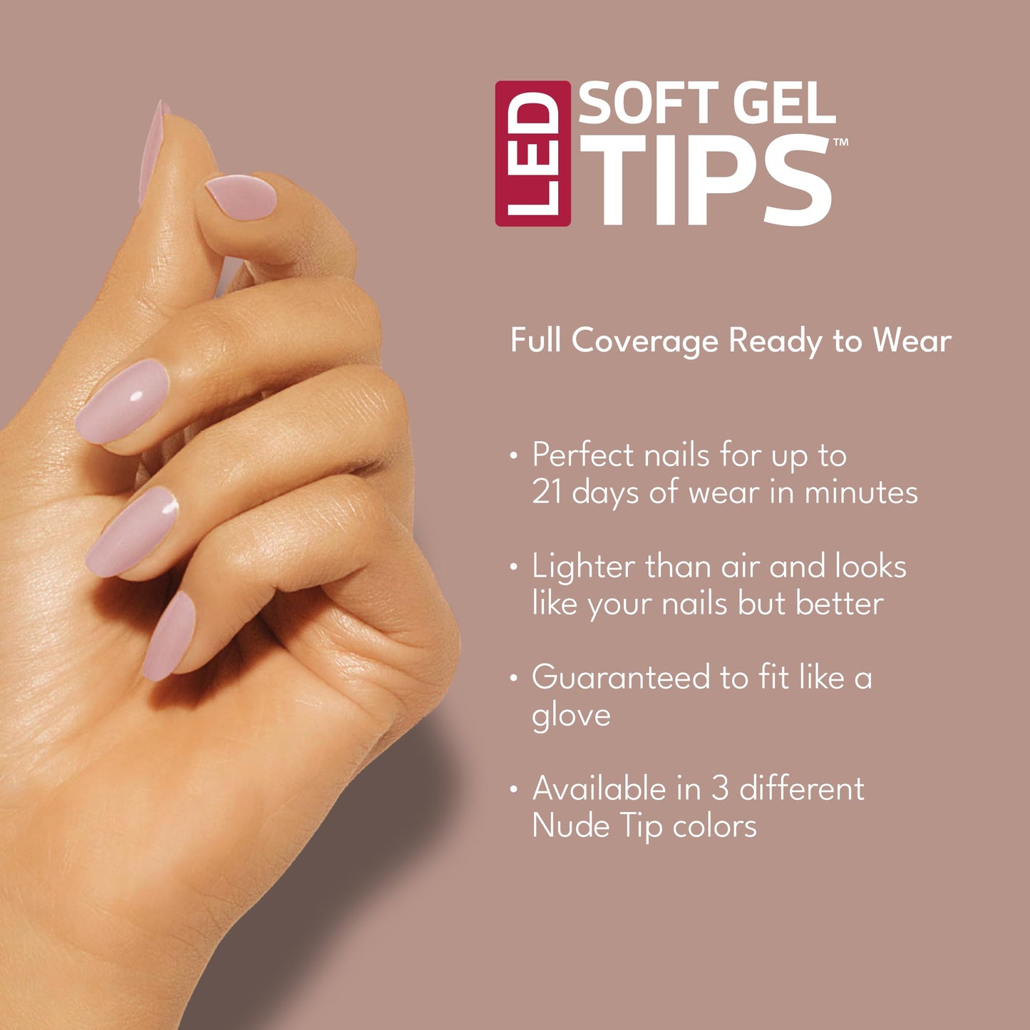 RC Red Carpet Manicure Soft Gel Nude Tips – Professional Quality Press on Nails Extension for Strong, Long-Lasting Manicures, Easy Application, Natural Look, Pre-shaped False Nail (Light Nude, 110ct)