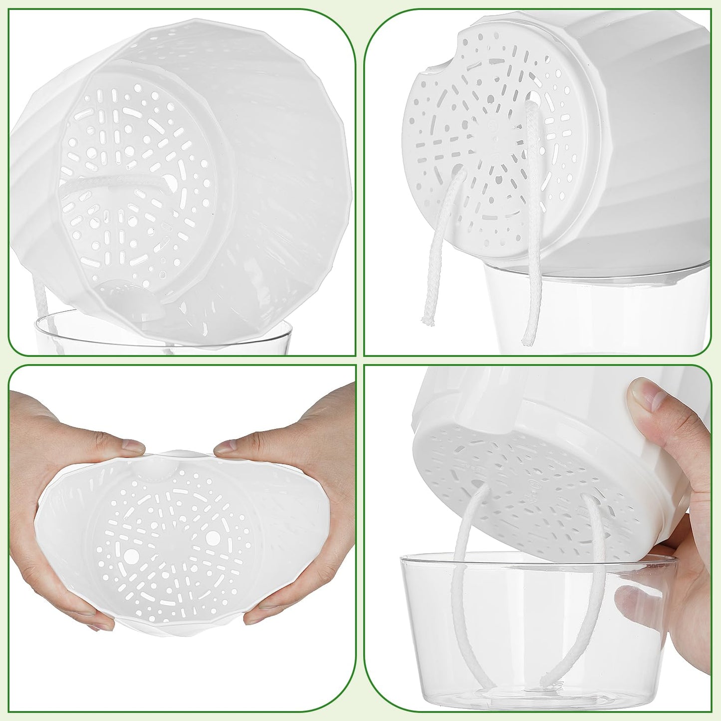 KIMCHOMERSE Self Watering Plant Pots 4.7 Inch, 3 Pack Indoor Planters with Drainage Holes & Saucers, Decorative Plastic Flower Pots for House Plants Home Office Decor (White, Pink, Blue)