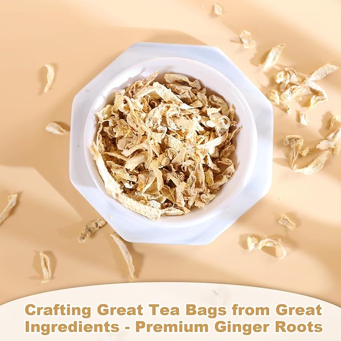 FullChea - Ginger Tea Bags, 2g*50 Teabags - Premium Ginger Root Tea Bag - Warm & Spicy - Non-GMO - Caffeine-free - Support Digestion & Boost Immunity