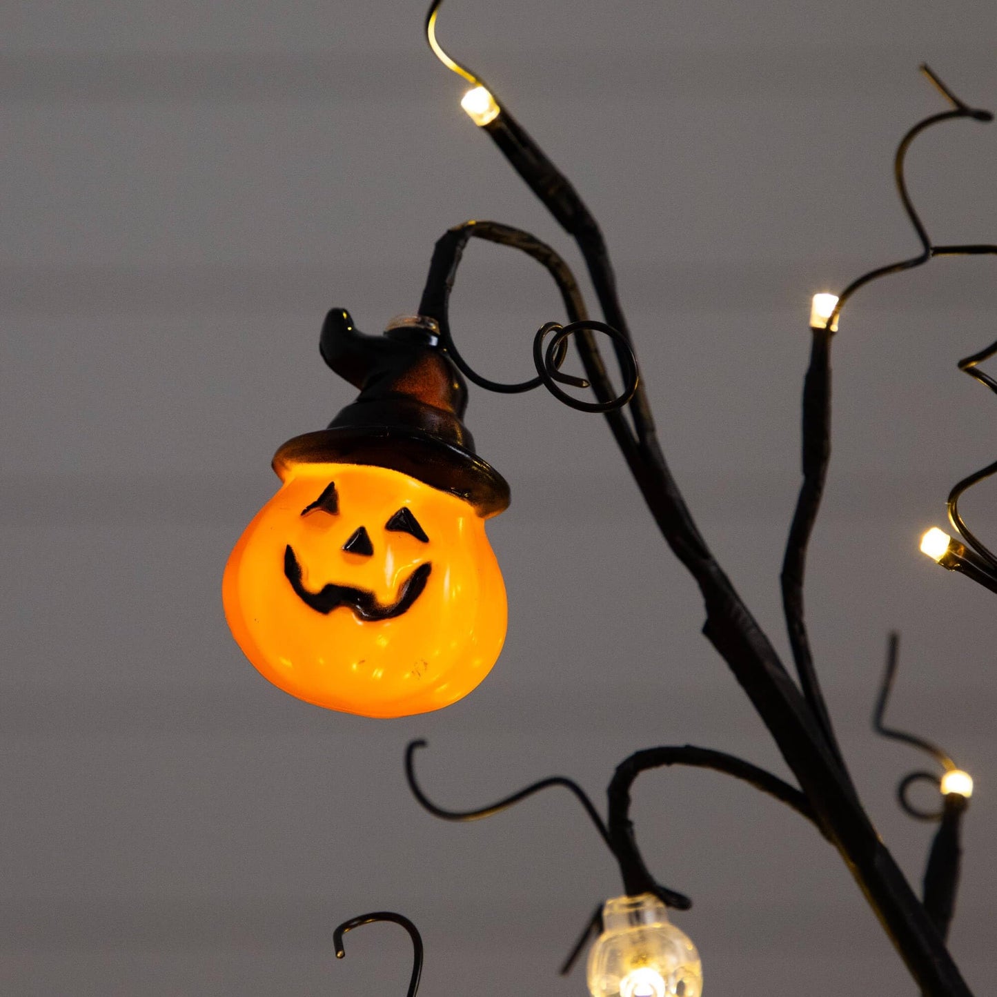 Nearly Natural 3ft Pre-Lit Halloween Pumpkins Skulls Ornament Tree with 48 Warm White LED Lights