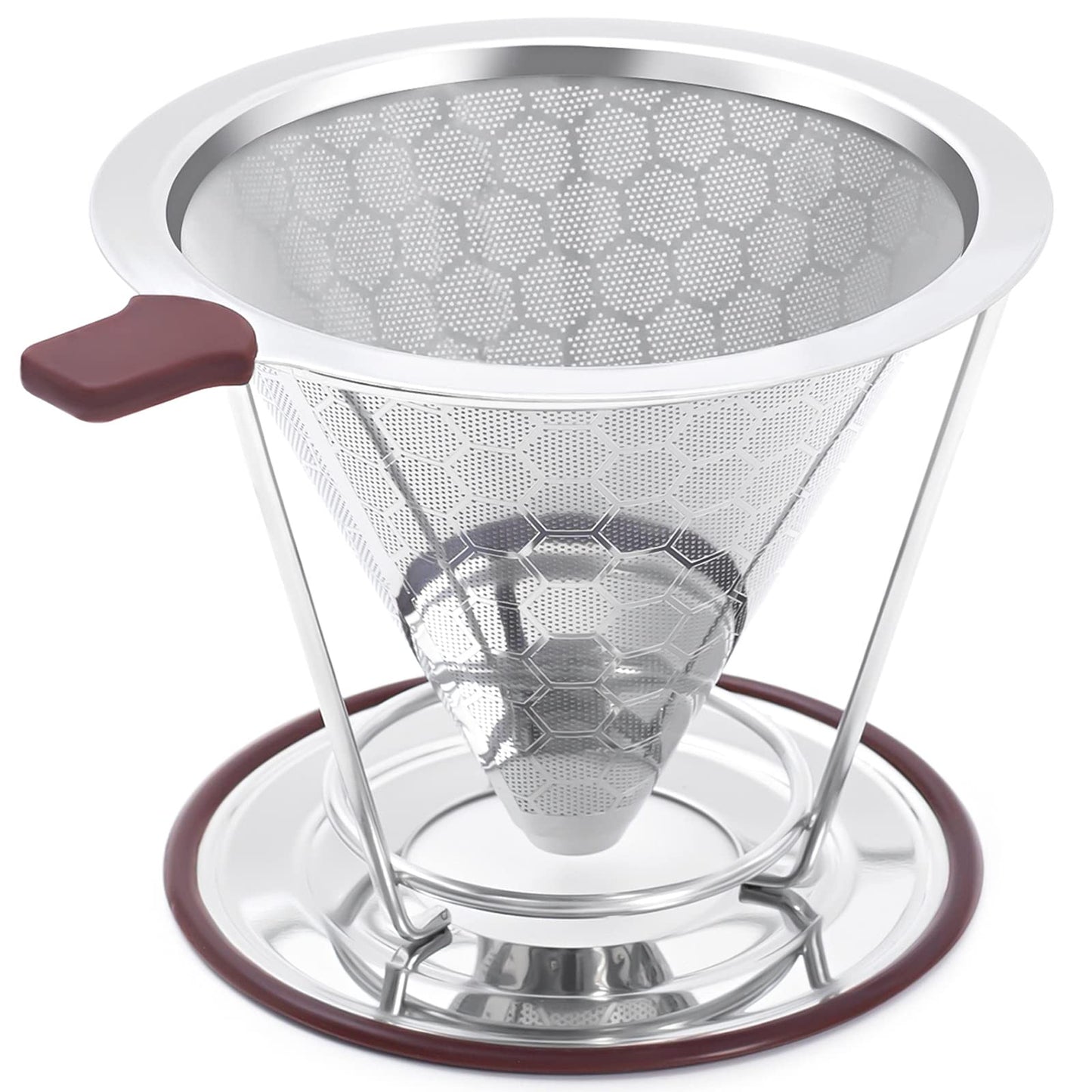 Pour Over Coffee Dripper, MISETTO Stainless Steel Filter,Easy to Clean Paperless pour over coffee maker,Reusable Filter,Cone Dripper with Removable Cup