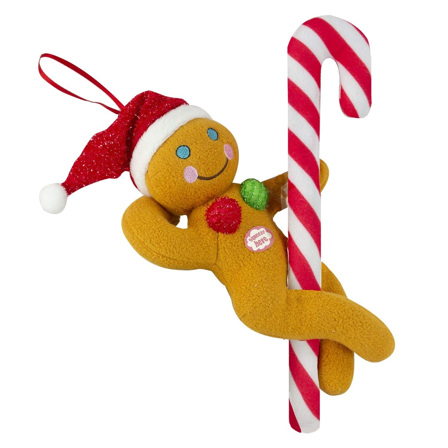 Tekky Naughty Dirty Signing Gingerbread Pole Dancer Tree Ornament, White Elephant, Tan