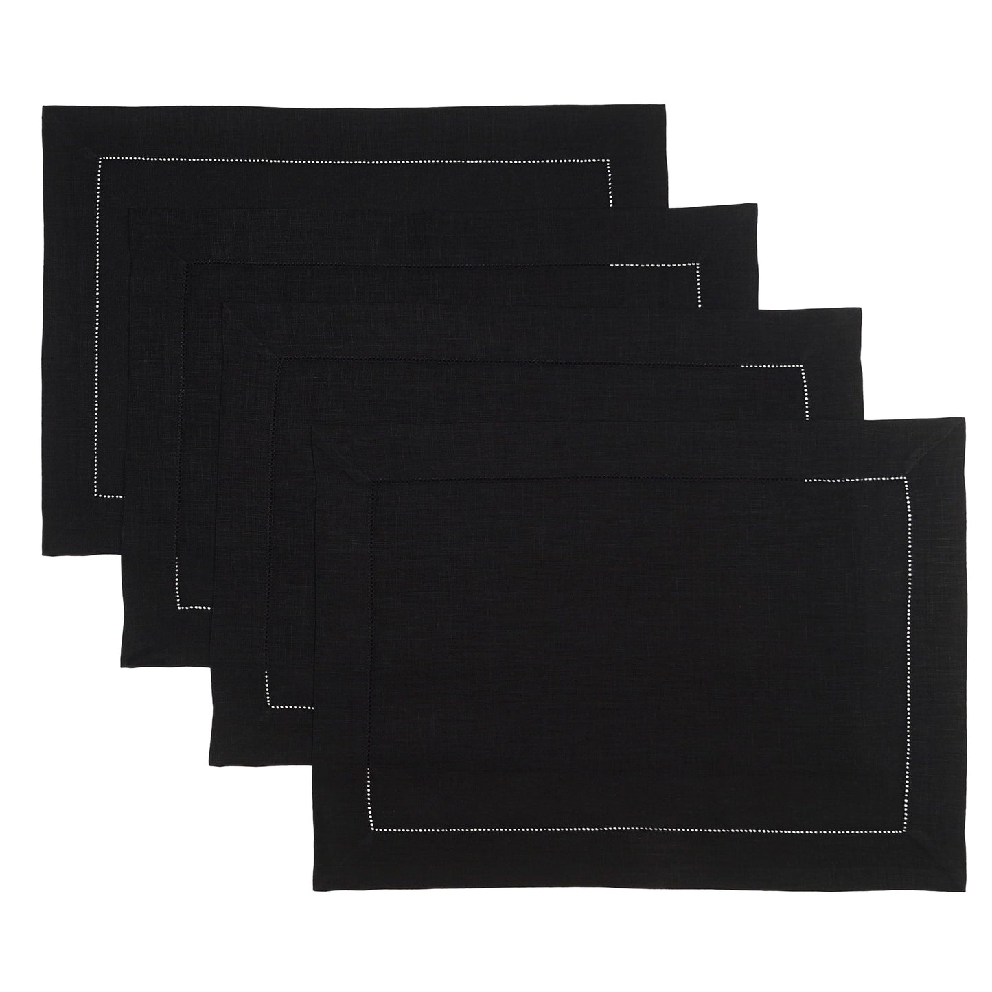 D’Moksha Homes Value Pack - Black Linen Table Runner and Placemats Set: 1 Linen Table Runner (14 x 36 Inch) and 4 Linen Placemats (14 x 19 inch); 5 pcs in Total; 100% Pure European Linen