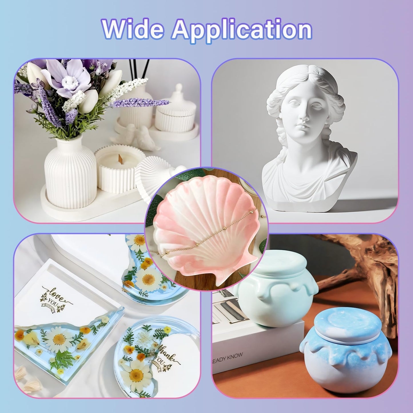 Eco Resin Casting Powder 1KG, 30 Minutes Demold Fast Curing Plaster of Paris, Plaster Powder Casting Kit for DIY Home Art