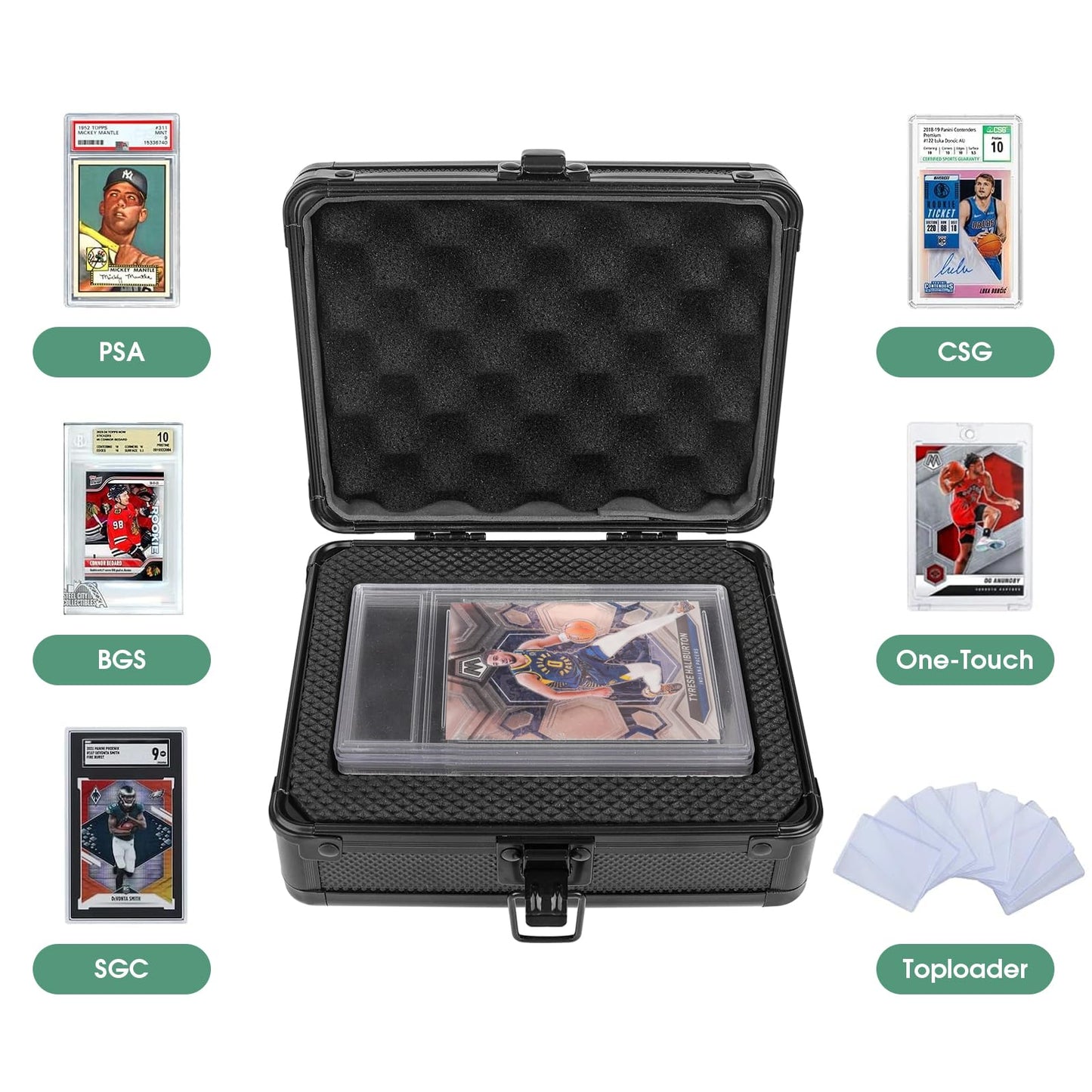SolidCase Single Sport Card Case for PSA BGS SGC Slabs,Mini Slab Case for sports card, Deluxe Small graded Card Case for baseball card slabs Compatible with up to 2 PSA slabs or 2 BGS Slabs