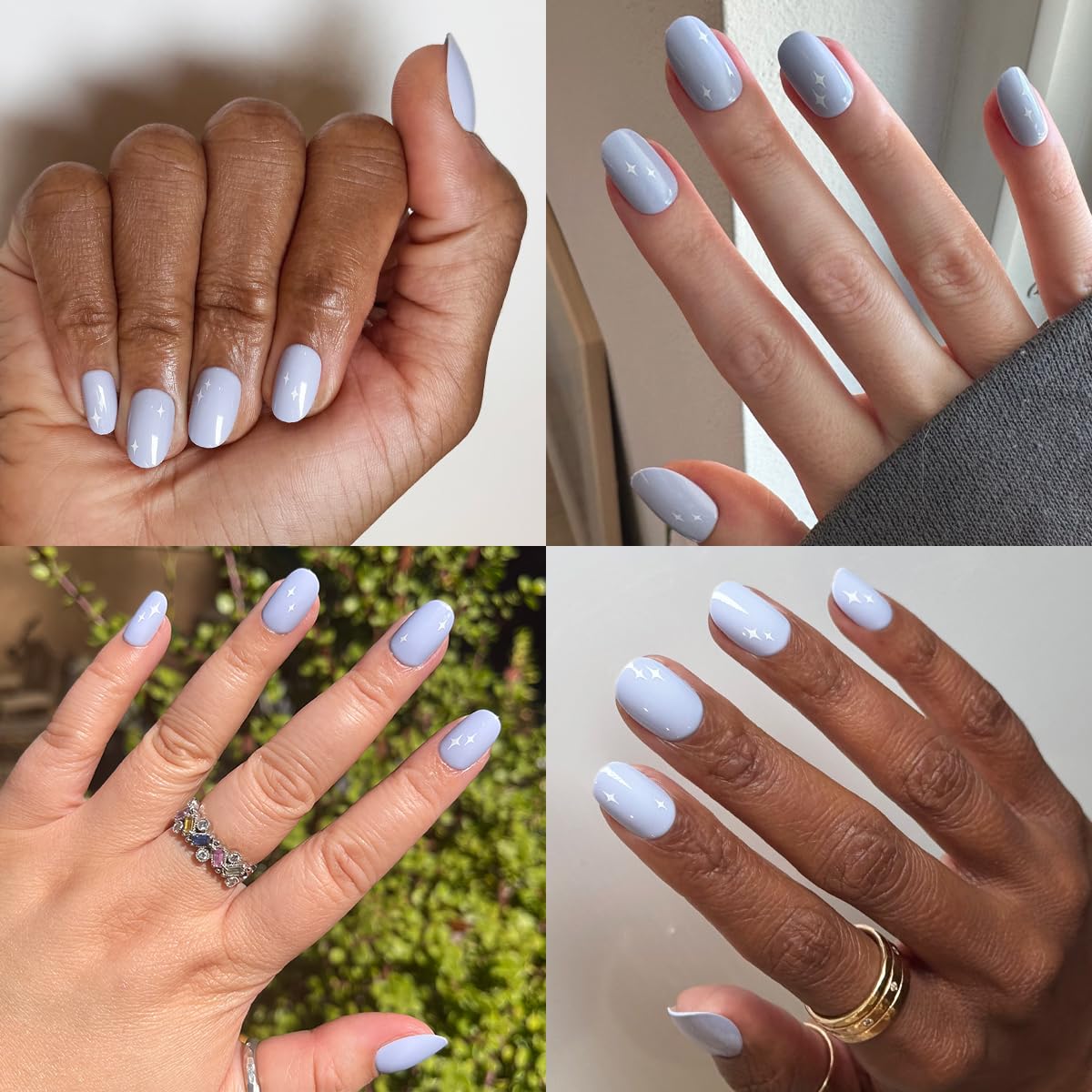 Olive & June Classic Super Stick Mani Press On Nails | No Glue Needed | 32 Tab Nails 16 Sizes | Non-Toxic Tabs Non-Damaging 7-Day Wear | Spring Flowers & Patterns | Short, Round | Sparkle Accent