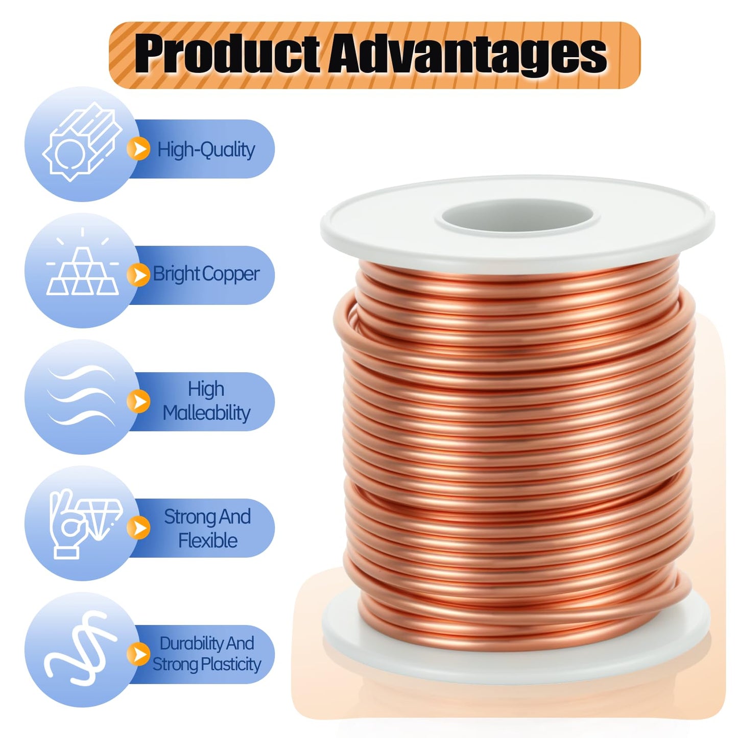 99.9% Soft Copper Wire (12 Gauge, 2.05MM), 49.3 Feet / 15m, Solid Bare Copper-Wire 1 Pound Spool Pure Copper Wires for Electroculture Gardening Jewelry Making DIY Plants