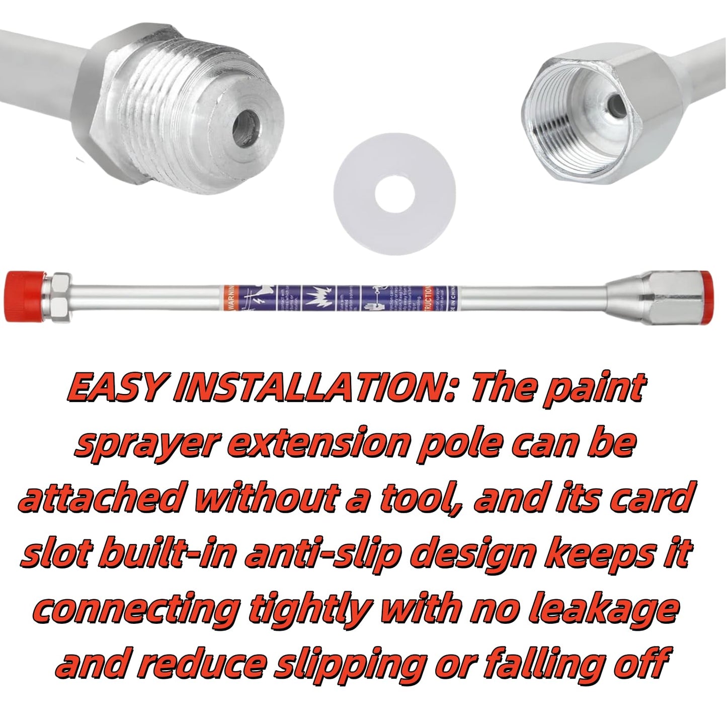 3 Packs Airless Paint Sprayer Extension Wands (8/12/15 inch) with Red Guard | Universal Fit for Graco, Wagner & Titan Sprayers | Durable Multi-Size Painting Pole Kit