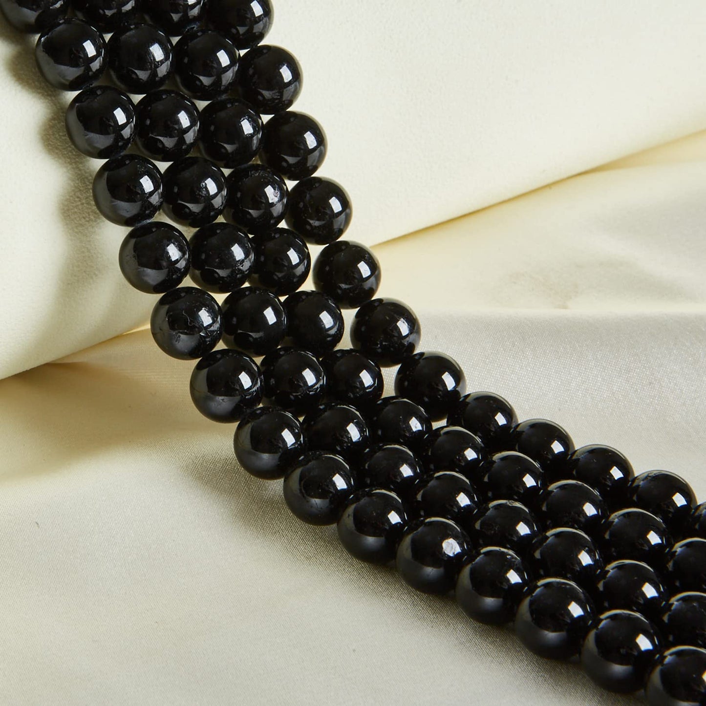 45pcs 8mm Natural Black Tourmaline Beads Gemstone Beads Round Loose Beads for Jewelry Making
